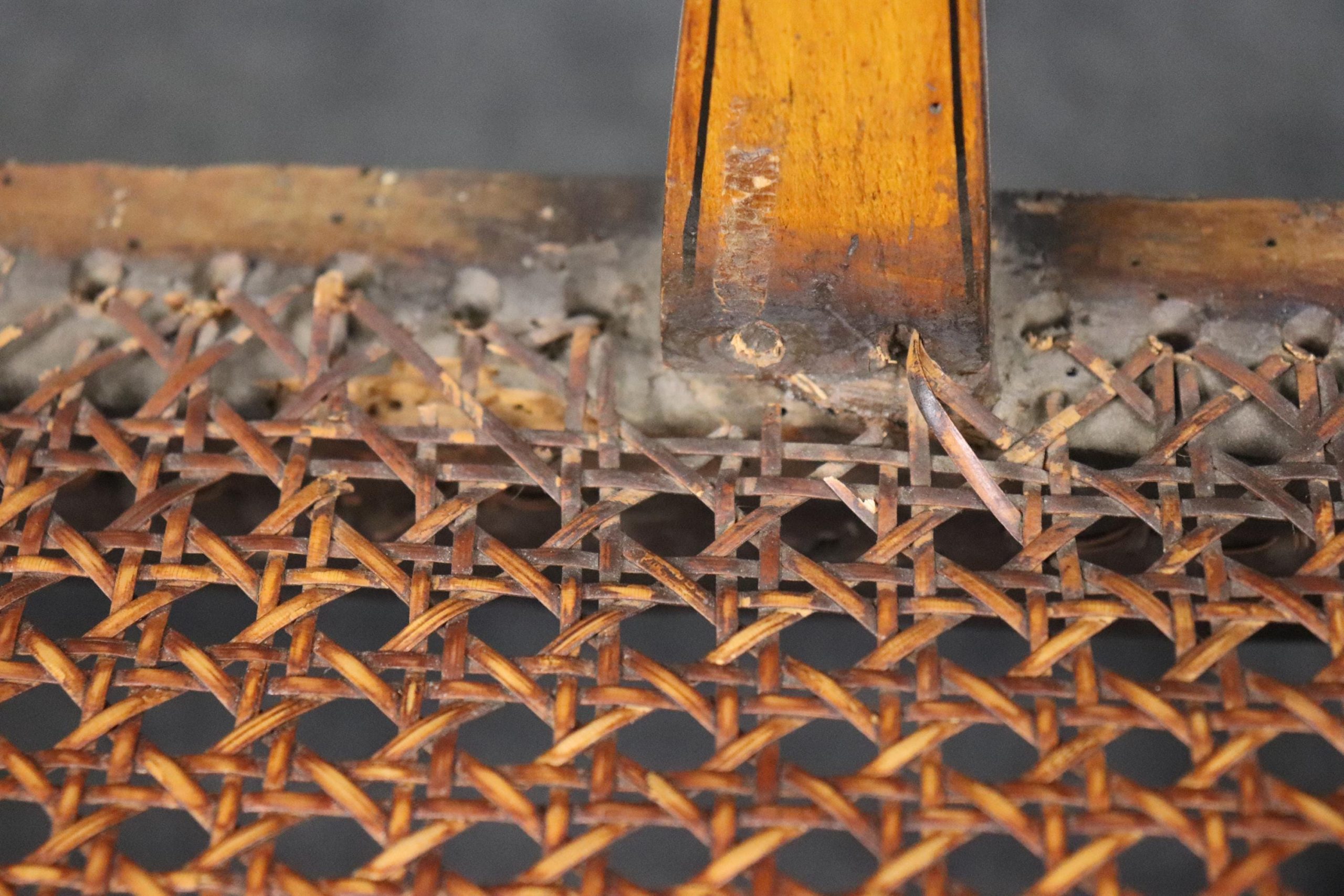 19th Century English Adams Style Paint Decorated Settee with Cane Seat, Sofa - Image 10