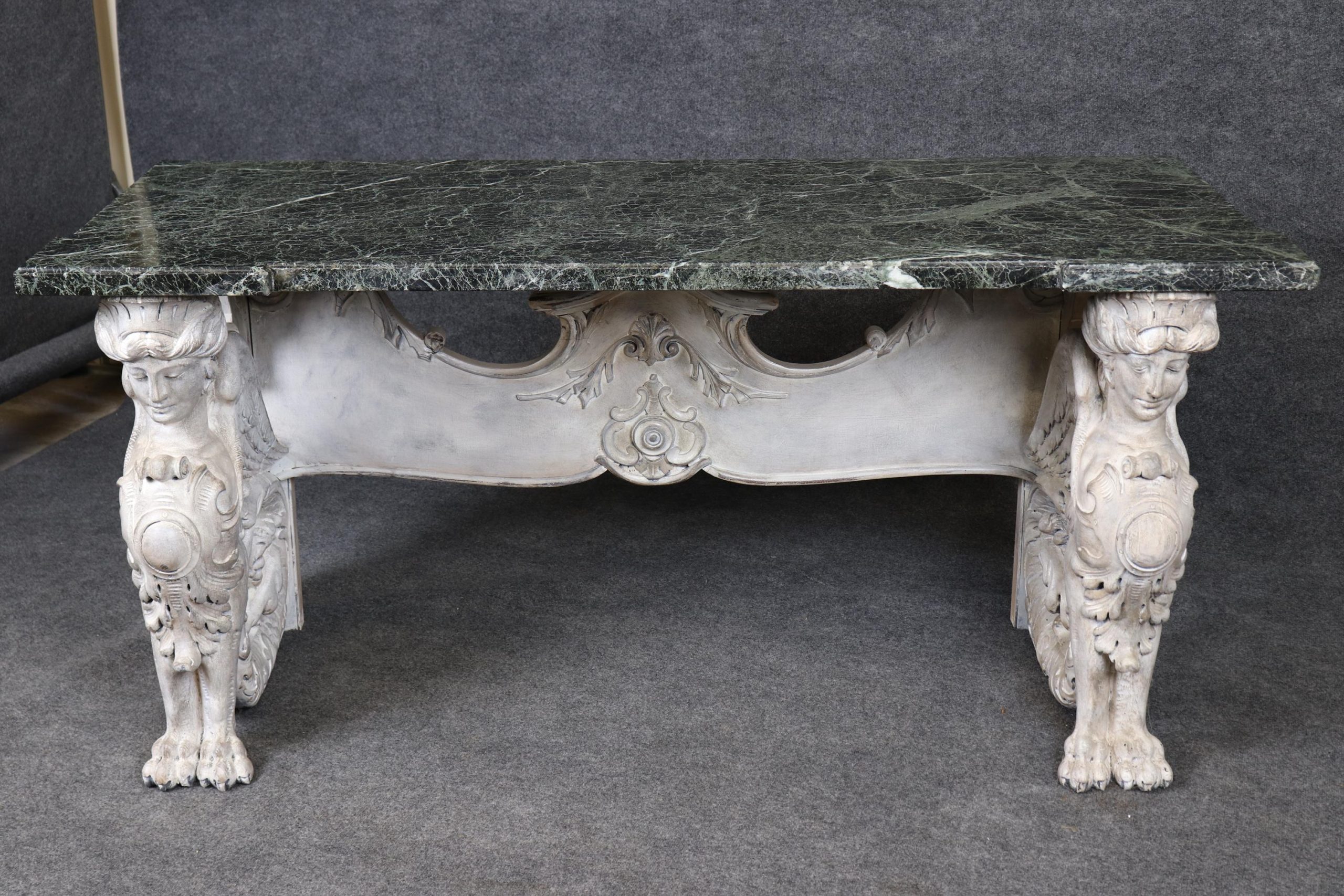 Antique Regency Marble Top Console Table: Figural Accent Table - Image 2