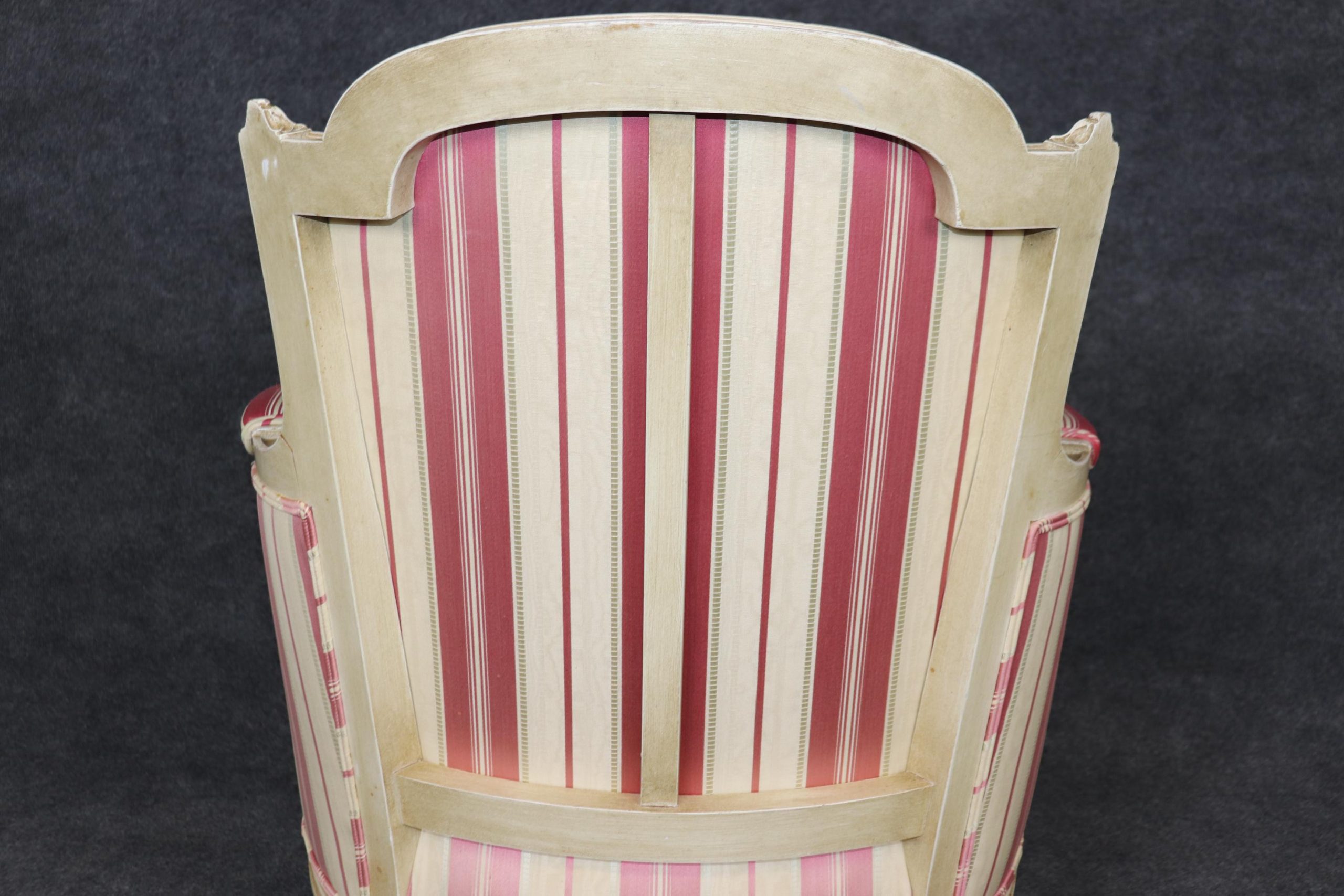 Vintage Louis XVI Style Bergere Chairs: Paint Decorated Accent Armchairs - Image 9
