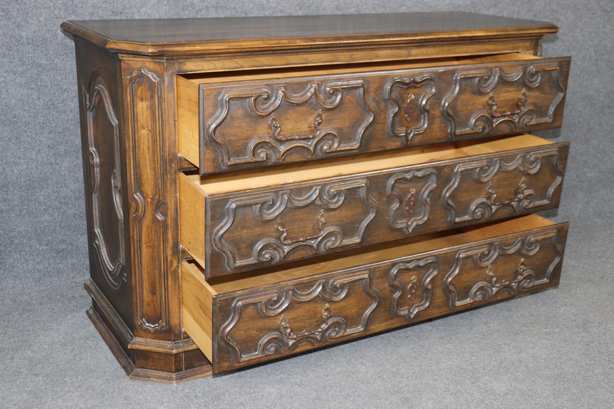 Vintage Country French Commode: Louis XIV Style 3-Drawer Chest - Image 4