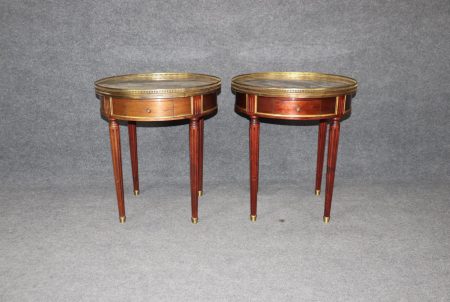 French Maison Jansen Louis XVI Style Marble Top End Tables - Pair