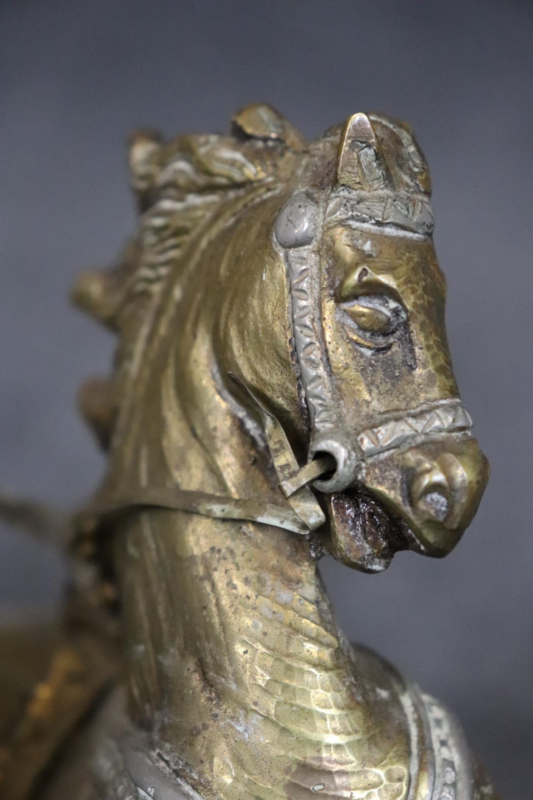 Antique Bronze Roman Warrior Chariot Statue on Marble Base - Image 9