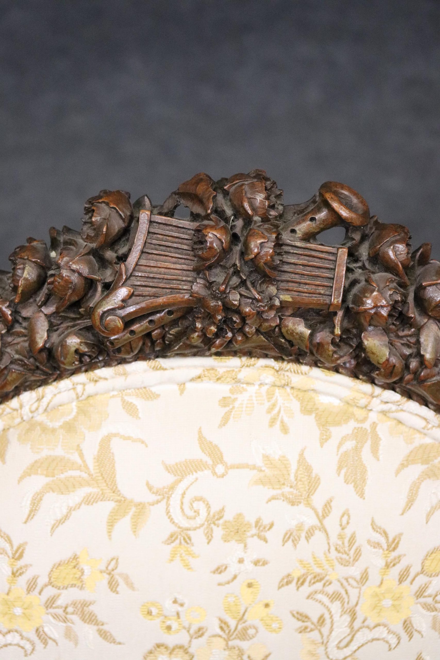 Antique Louis XVI Style Carved Side Chairs: Musical Motif Parlor Decor - Image 10