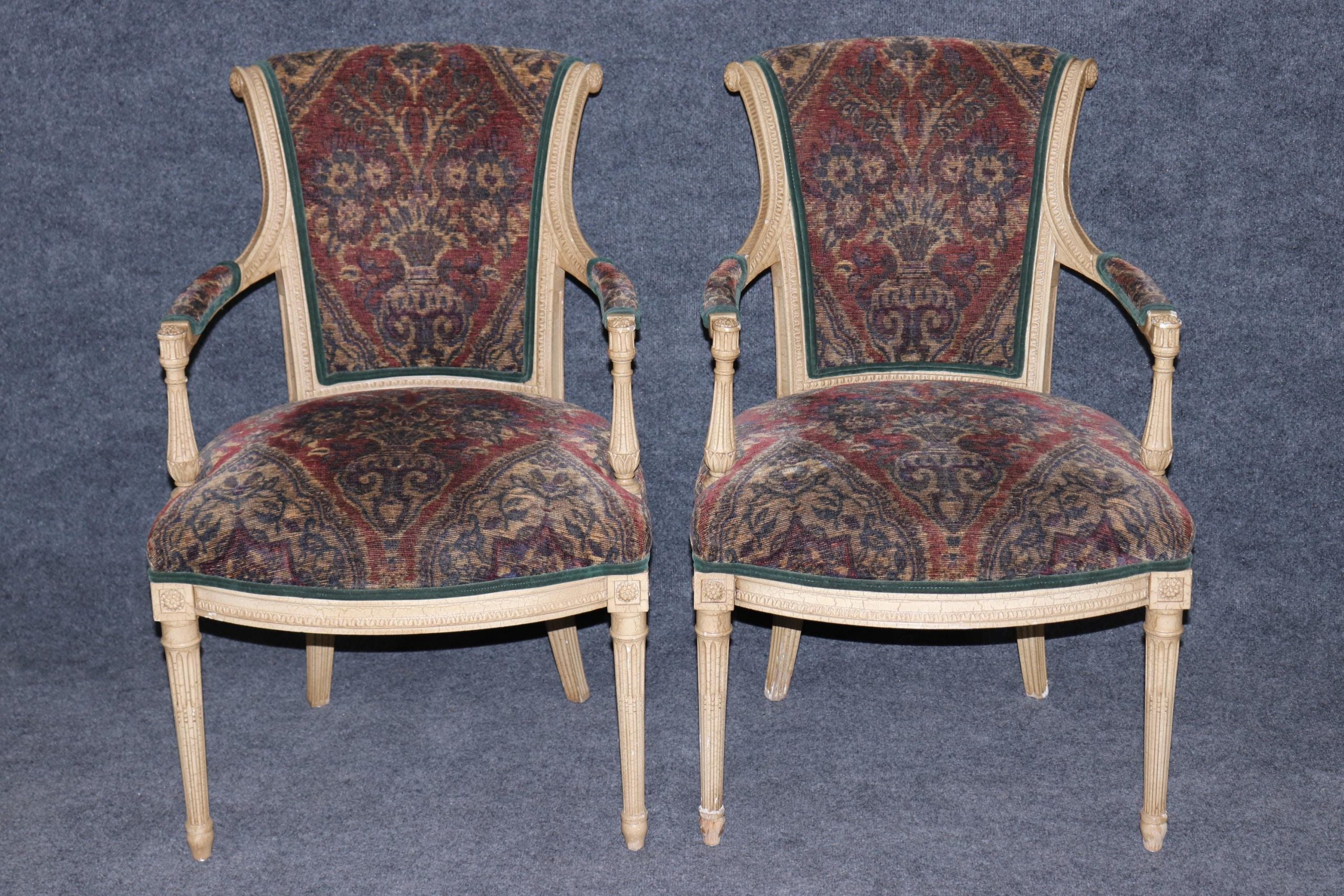 Vintage Louis XVI Style Upholstered Dining Chairs - Set of 10 - Image 4
