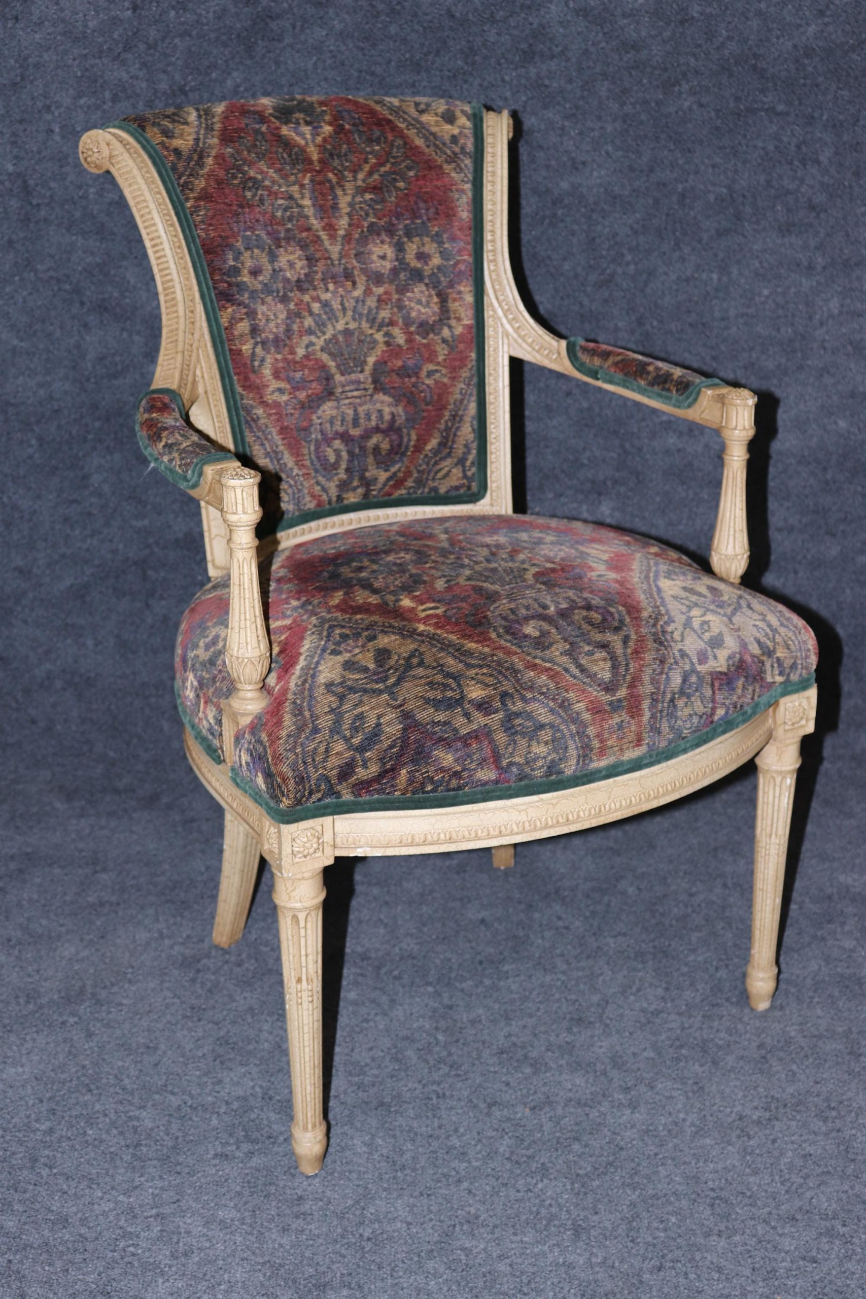 Vintage Louis XVI Style Upholstered Dining Chairs - Set of 10 - Image 6