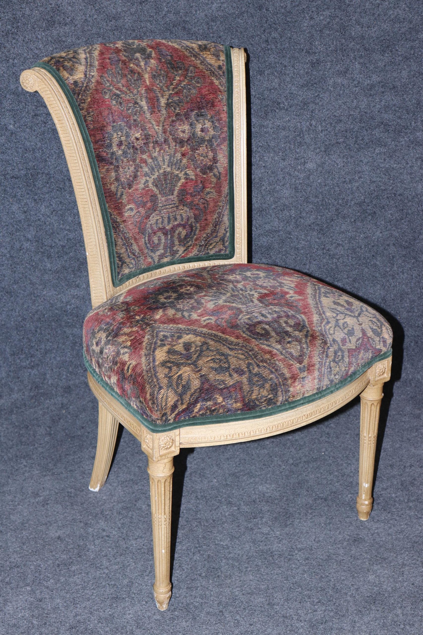 Vintage Louis XVI Style Upholstered Dining Chairs - Set of 10 - Image 7