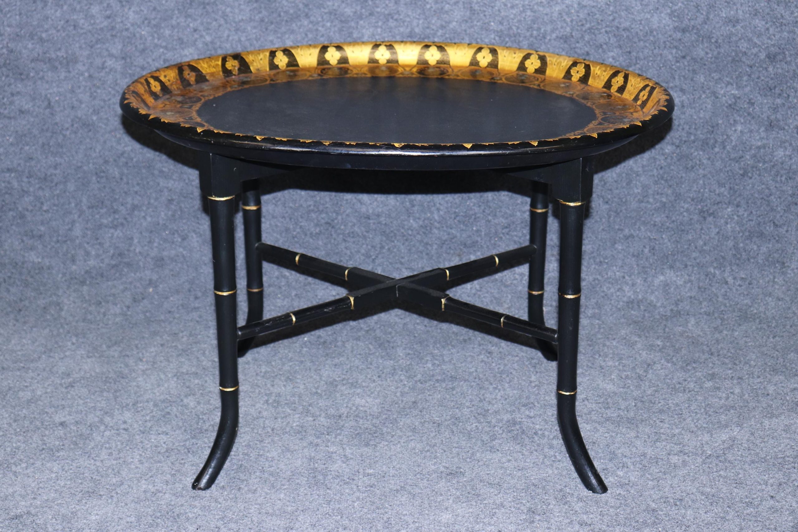 Vintage Ebonized Faux Bamboo Cocktail Table: Chinoiserie Style by Michael Davis - Image 2