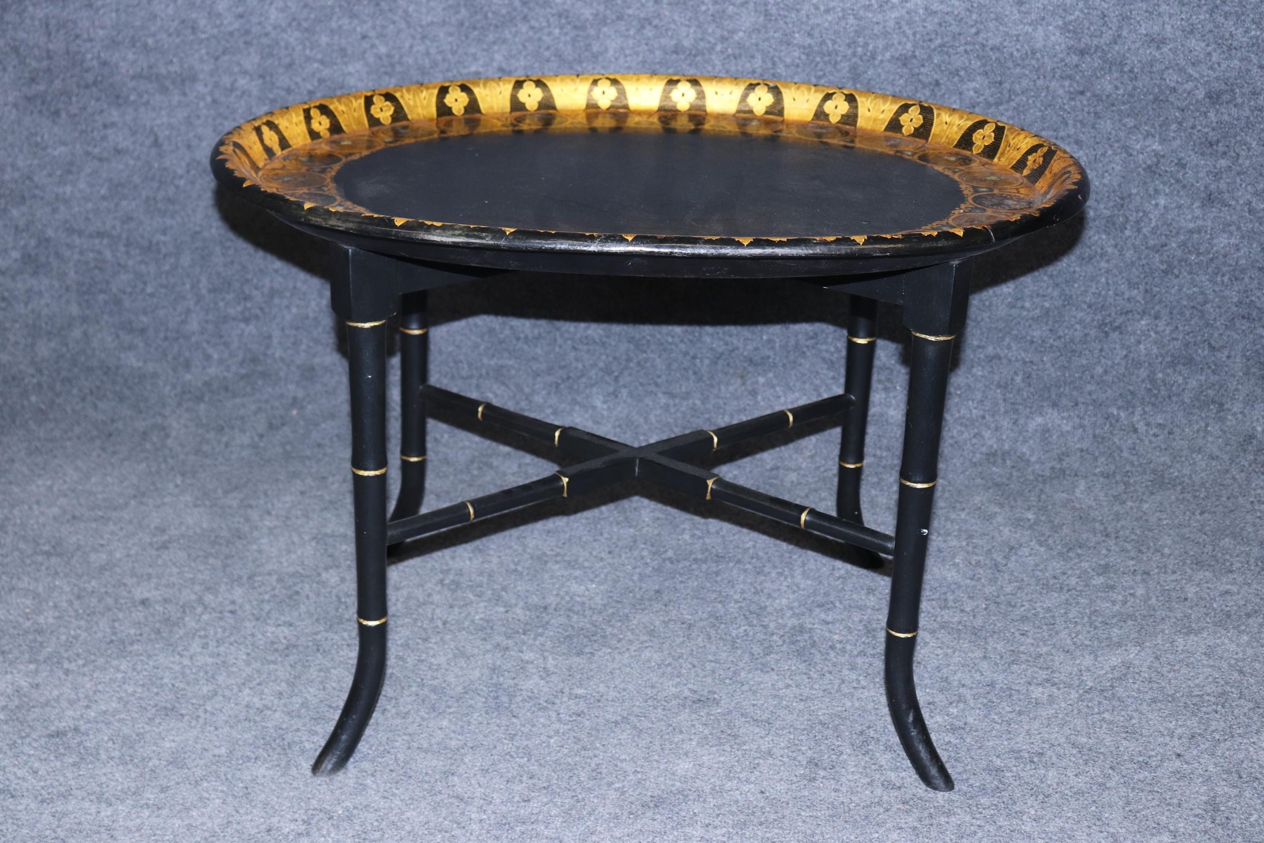 Vintage Ebonized Faux Bamboo Cocktail Table: Chinoiserie Style by Michael Davis - Image 4