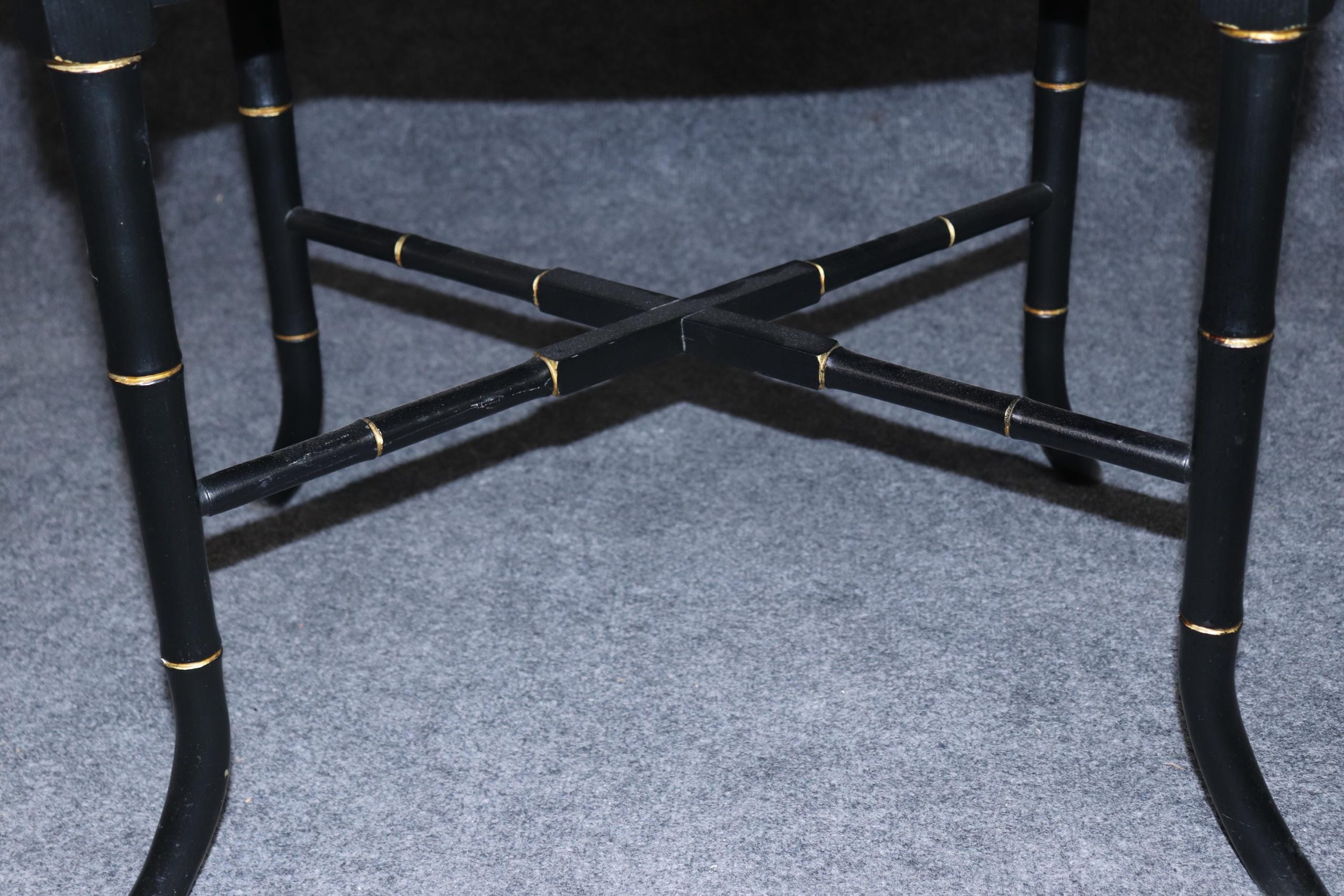 Vintage Ebonized Faux Bamboo Cocktail Table: Chinoiserie Style by Michael Davis - Image 7