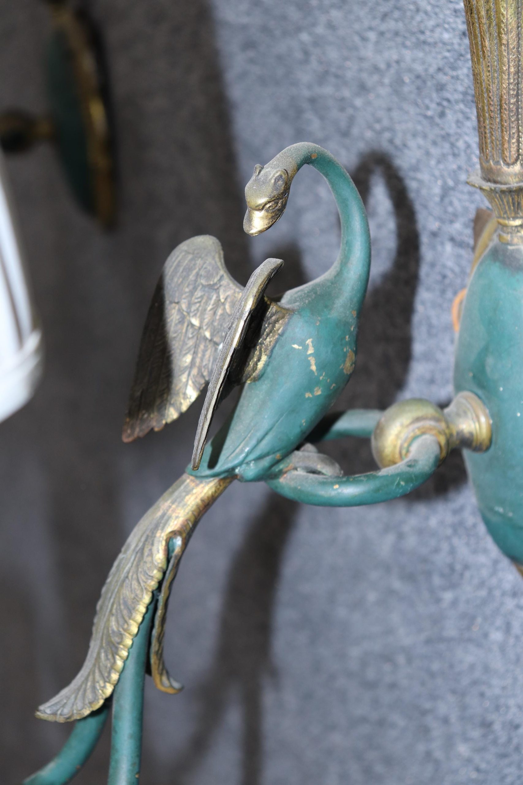 Vintage French Empire Style Metal Wall Sconces: Pair Lighting Decor - Image 6