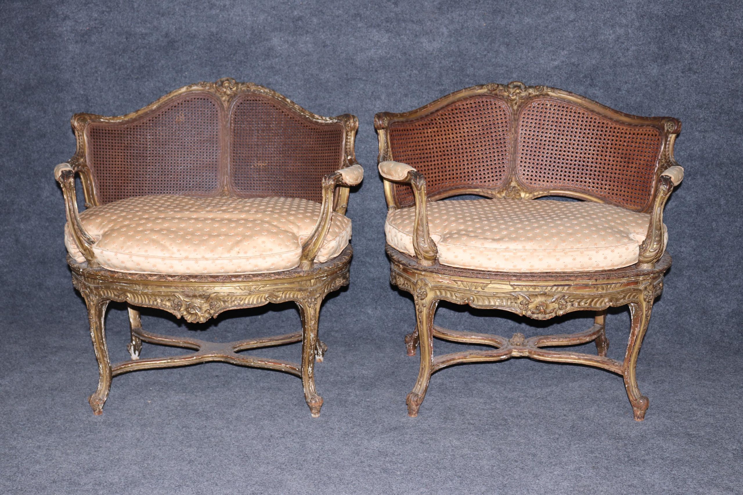Signed Antique French Giltwood Bergere Chairs by Francois Linke - Image 2