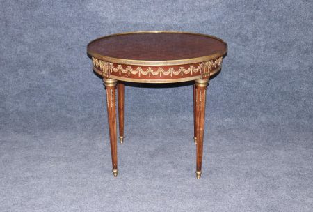 Vintage Louis XVI Style Inlaid Center Table with Brass Mounts