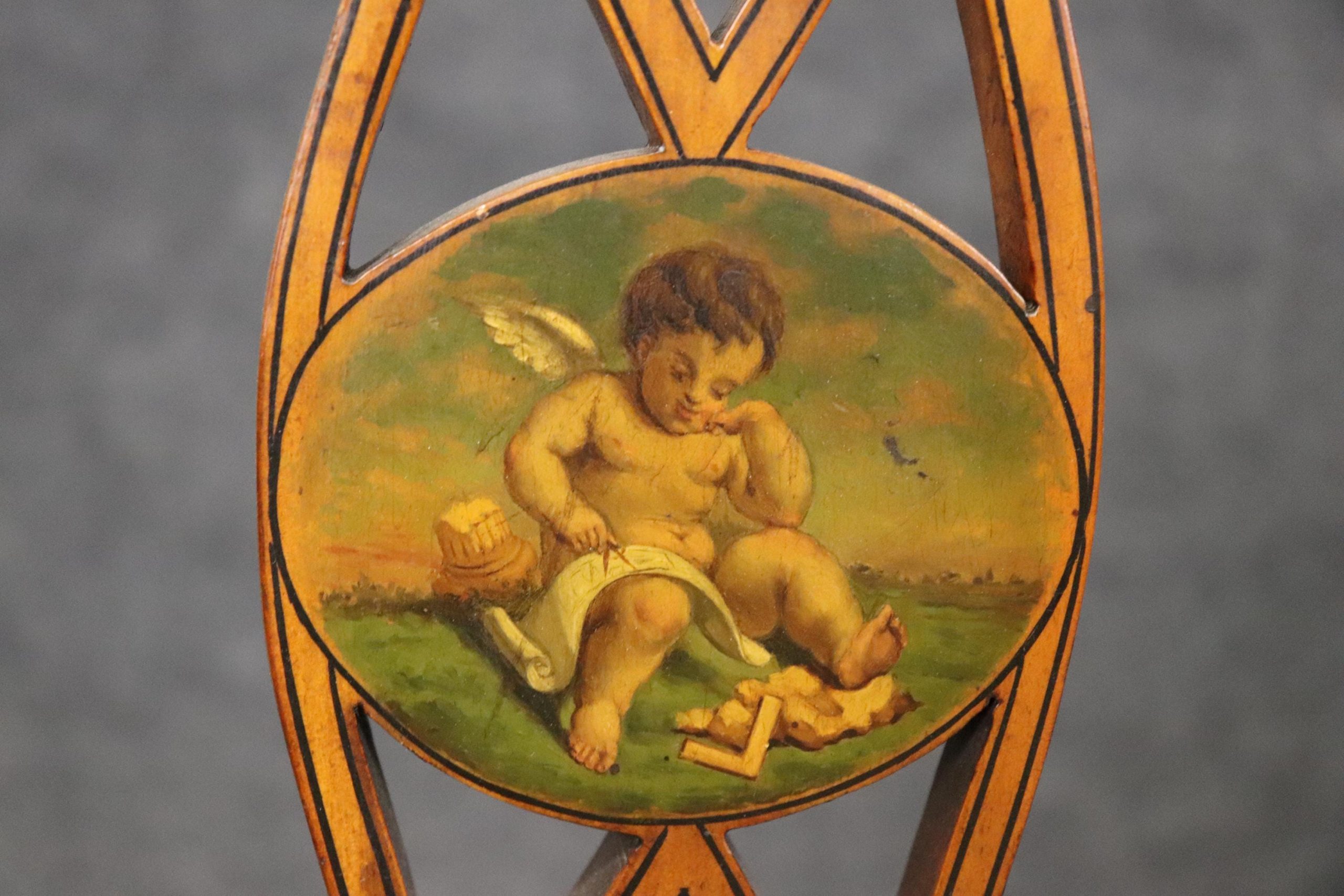 19th Century English Adams Style Paint Decorated Settee with Cane Seat, Sofa - Image 9