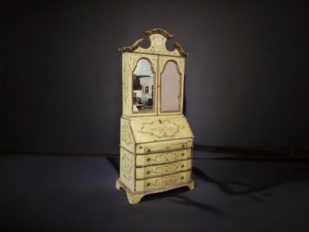 Antique Venetian Style Secretary Desk: Italian Paint Decorated Furniture