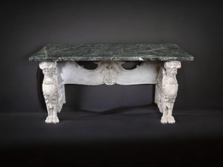 Antique Regency Marble Top Console Table: Figural Accent Table