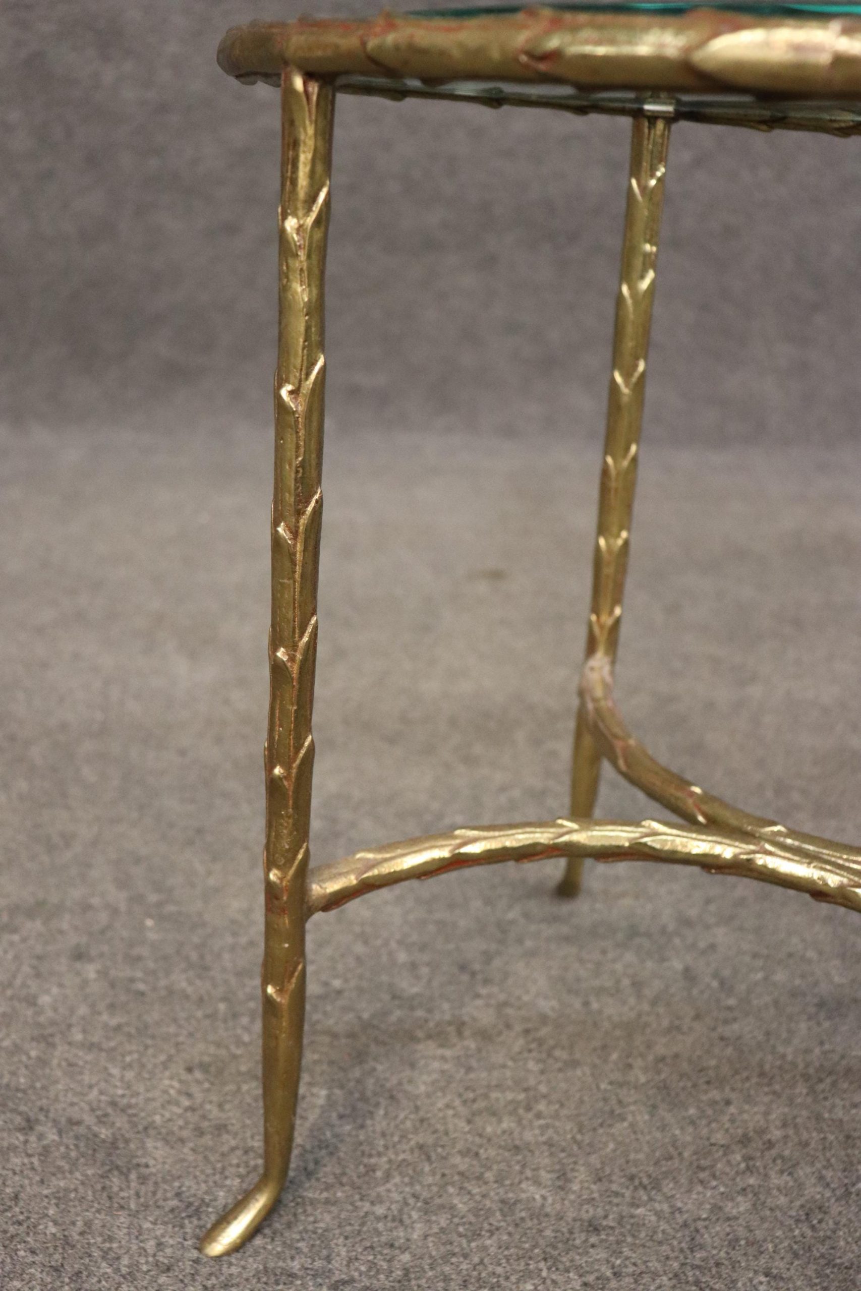 Vintage French Regency Style Brass Glass Top End Table attributed to Maison Bagues, Side Table - Image 5