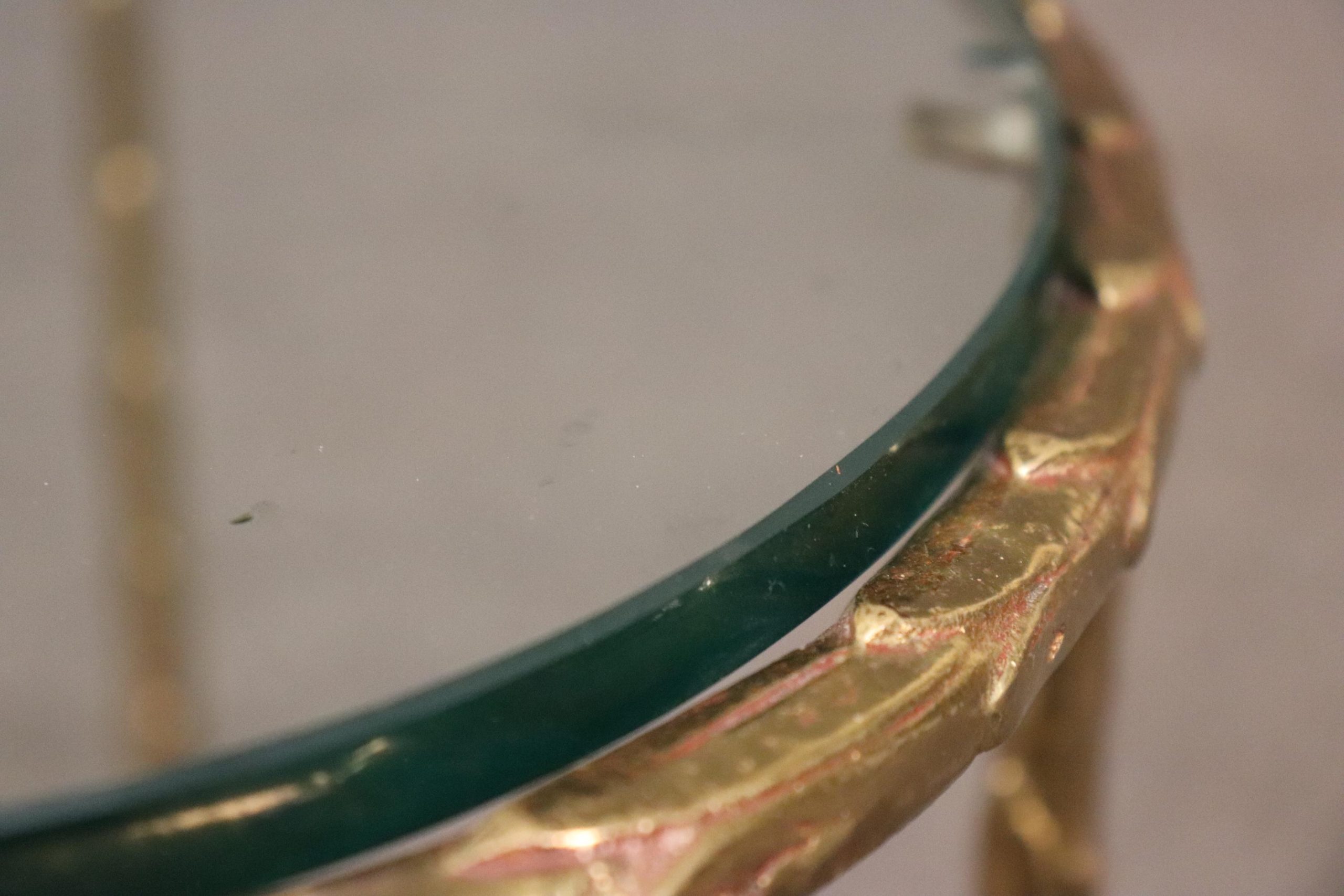 Vintage French Regency Style Brass Glass Top End Table attributed to Maison Bagues, Side Table - Image 8