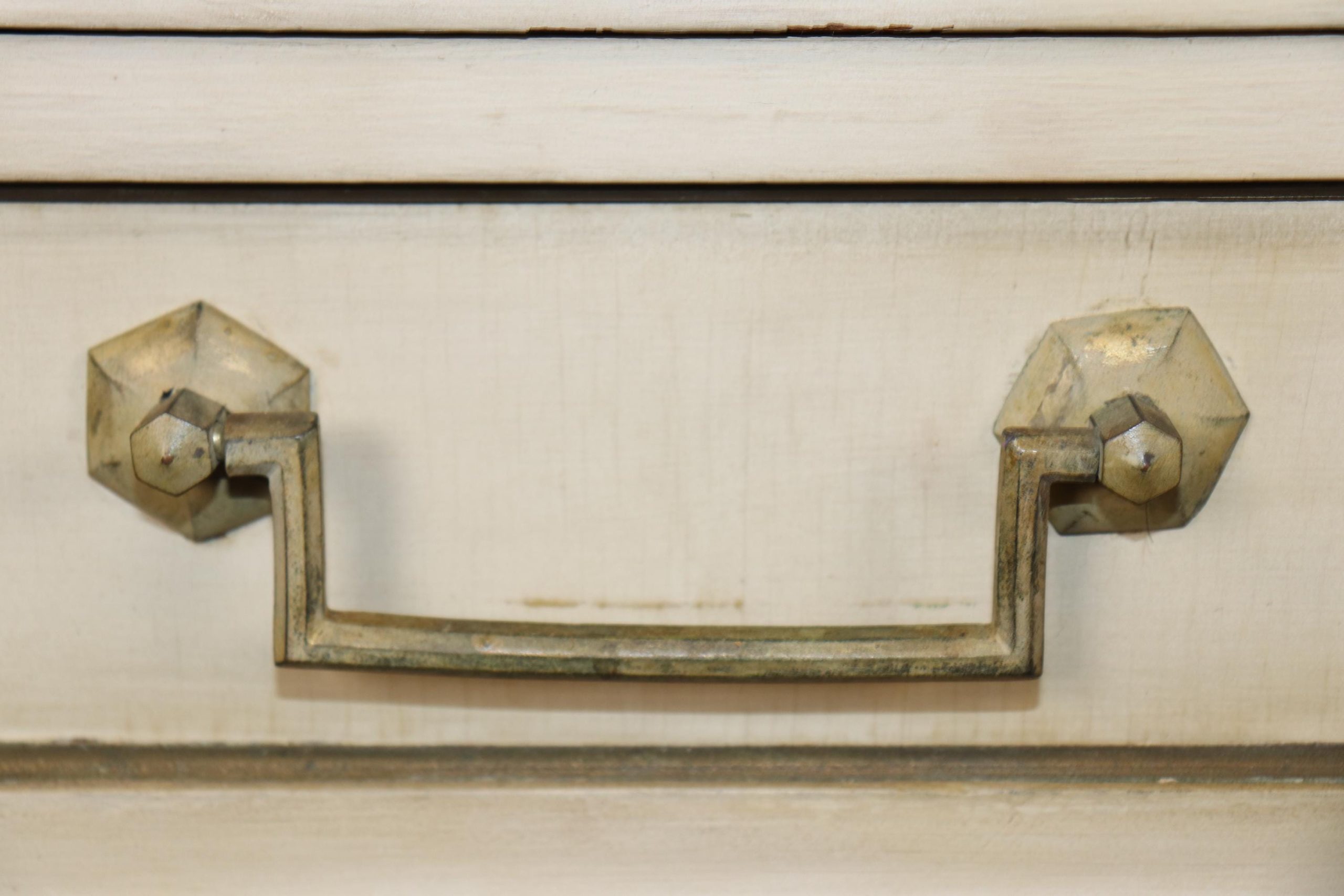 Vintage Louis XVI Directoire Style Creme Paint Decorated Marble Top Commode, Cabinet - Image 8