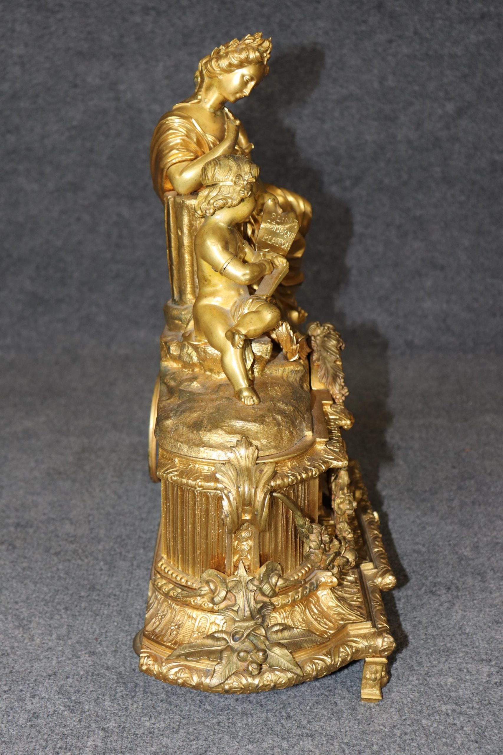 French 19th Century Napoleonic Style Bronze Ormolu Clock with Sevres Style Inset Plaques by Japy Freres, Mantle Clock - Image 2