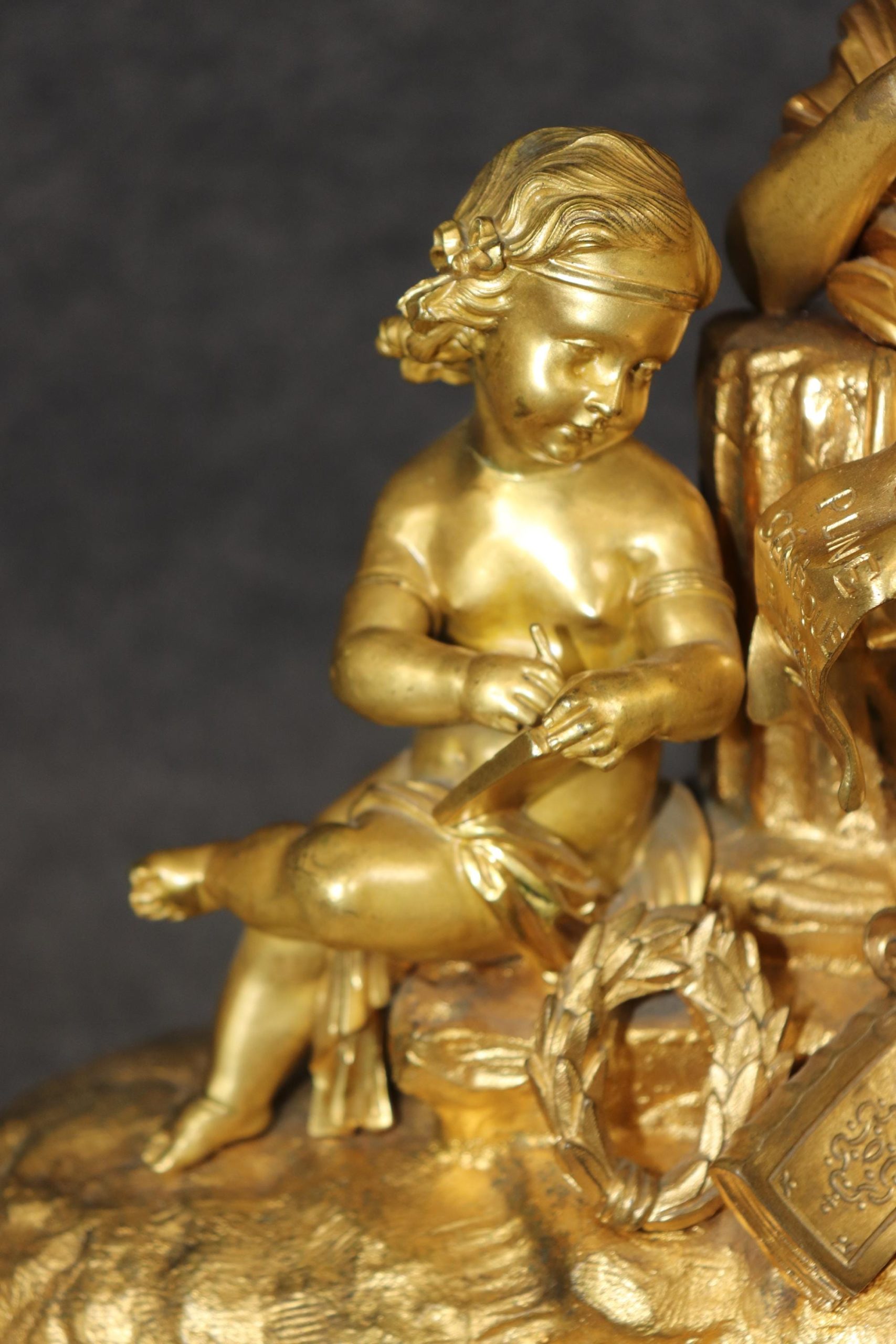 French 19th Century Napoleonic Style Bronze Ormolu Clock with Sevres Style Inset Plaques by Japy Freres, Mantle Clock - Image 7