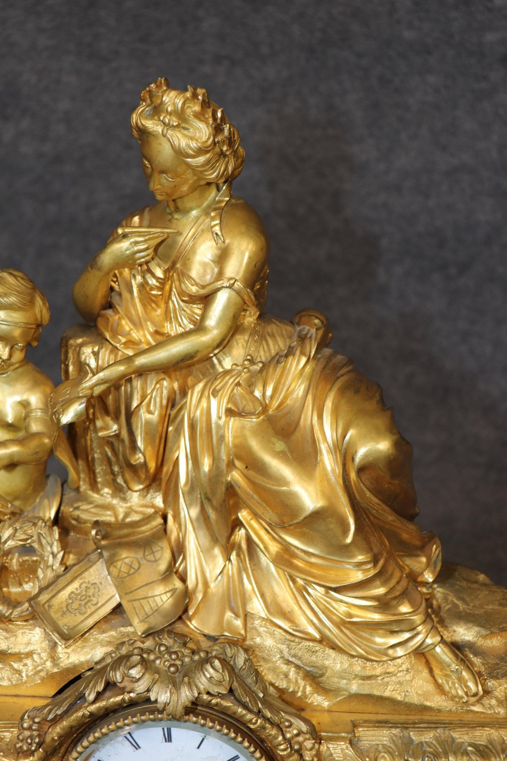 French 19th Century Napoleonic Style Bronze Ormolu Clock with Sevres Style Inset Plaques by Japy Freres, Mantle Clock - Image 8