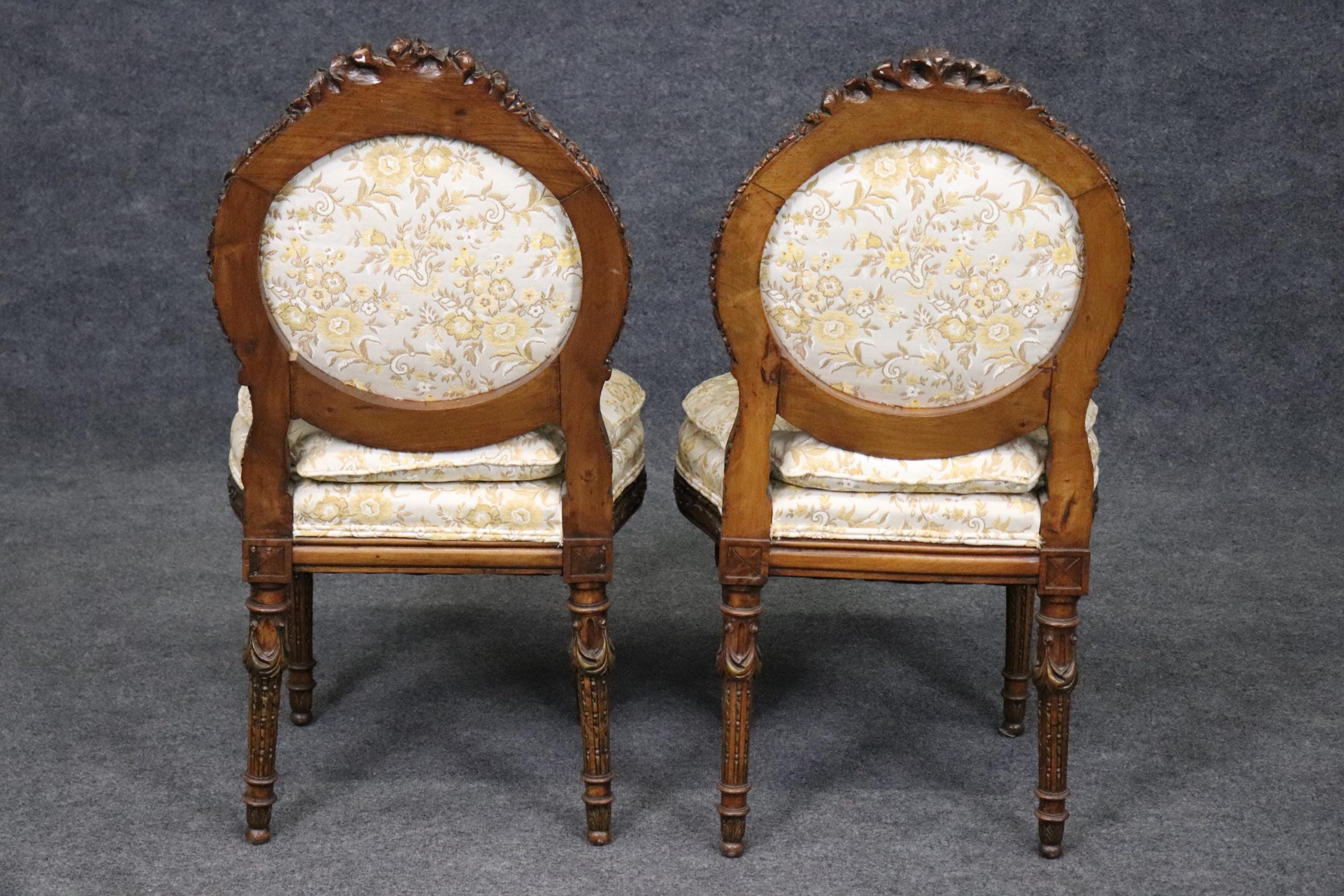 Antique Louis XVI Style Carved Side Chairs: Musical Motif Parlor Decor - Image 3