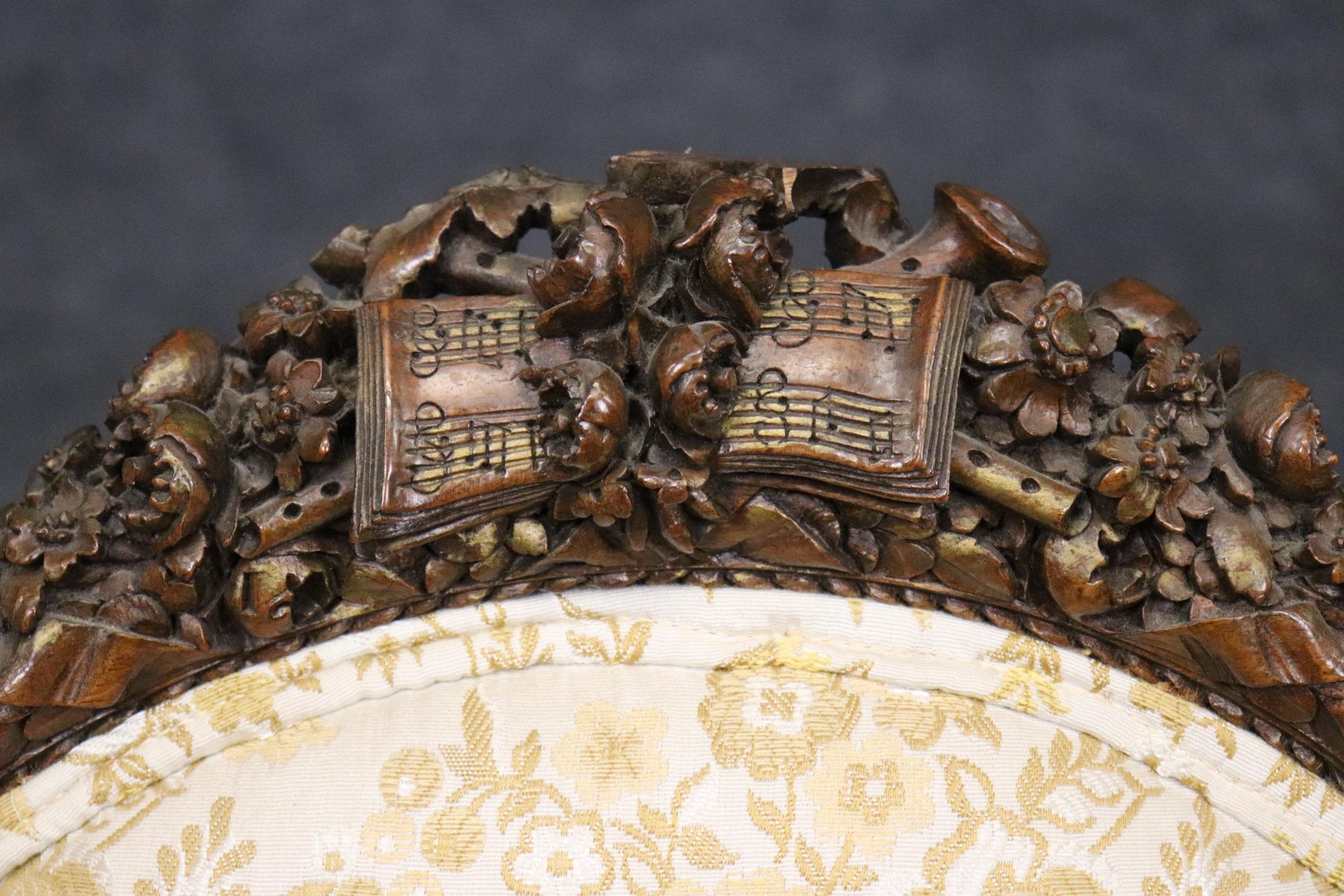 Antique Louis XVI Style Carved Side Chairs: Musical Motif Parlor Decor - Image 8