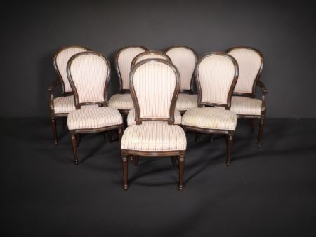 Vintage Mid Century Louis XVI Style Dining Chairs - Set of 8