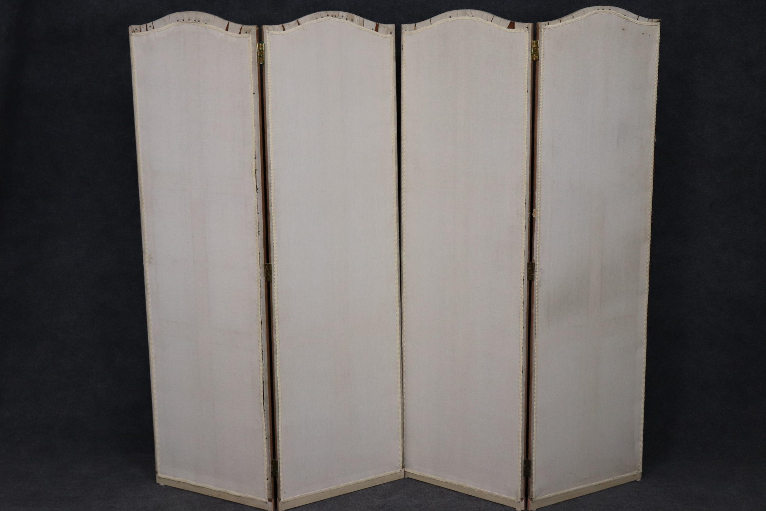 Antique 19th Century Louis XVI Style Paint Decorated 4 Panel Screen, Room Divider - Image 10