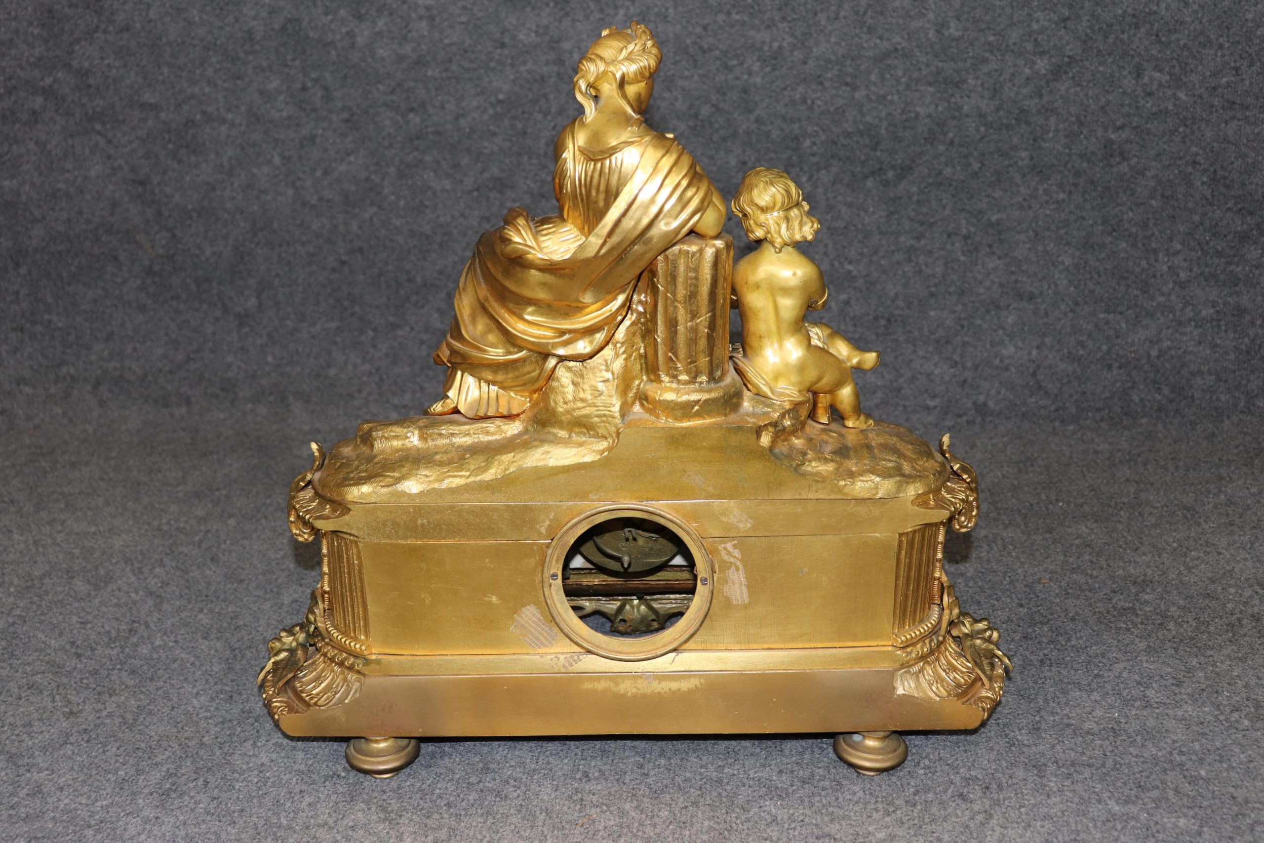 French 19th Century Napoleonic Style Bronze Ormolu Clock with Sevres Style Inset Plaques by Japy Freres, Mantle Clock - Image 3