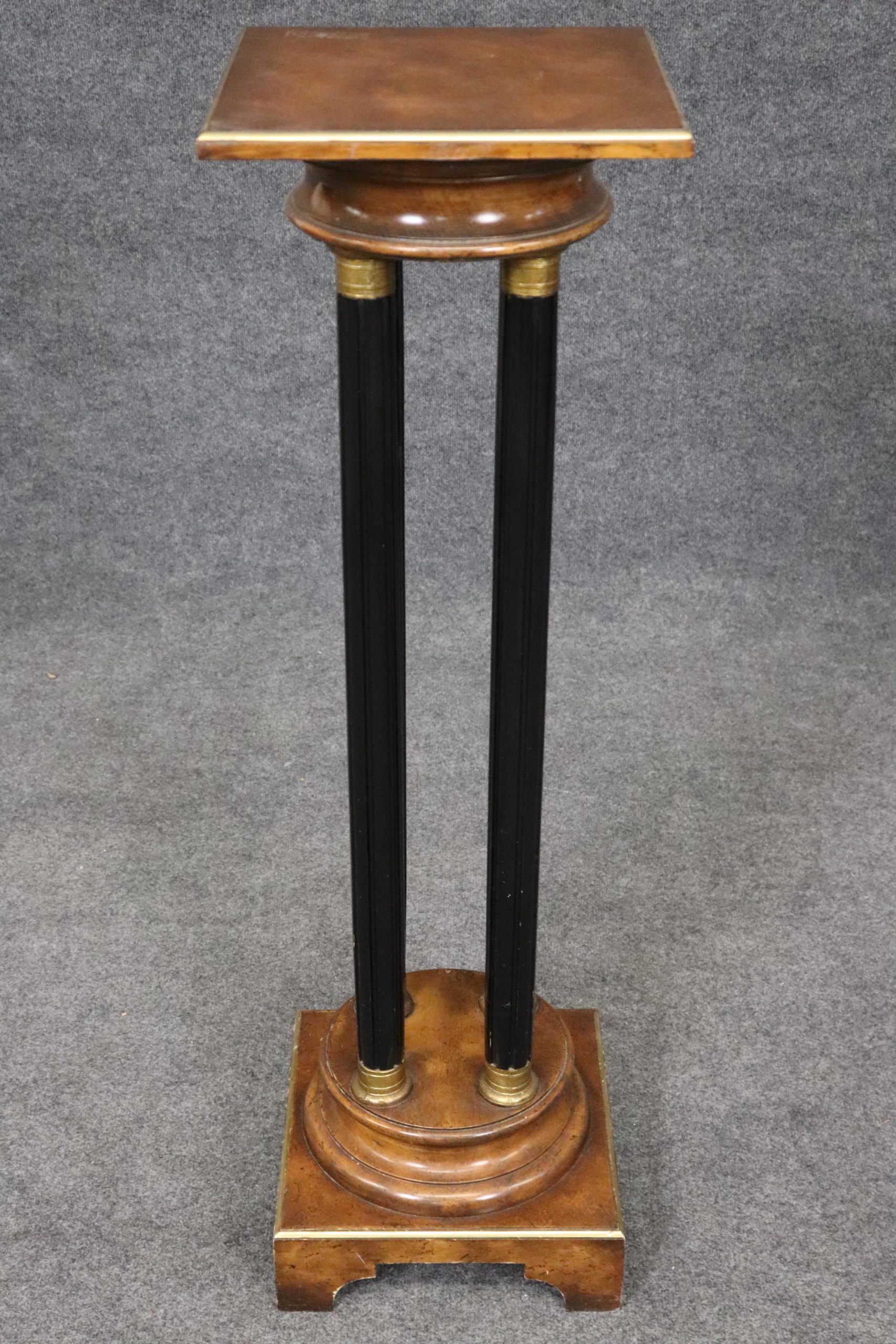 Vintage Neoclassical Leather Top Pedestal Plant Stand: Multi Column Entryway Furniture - Image 4
