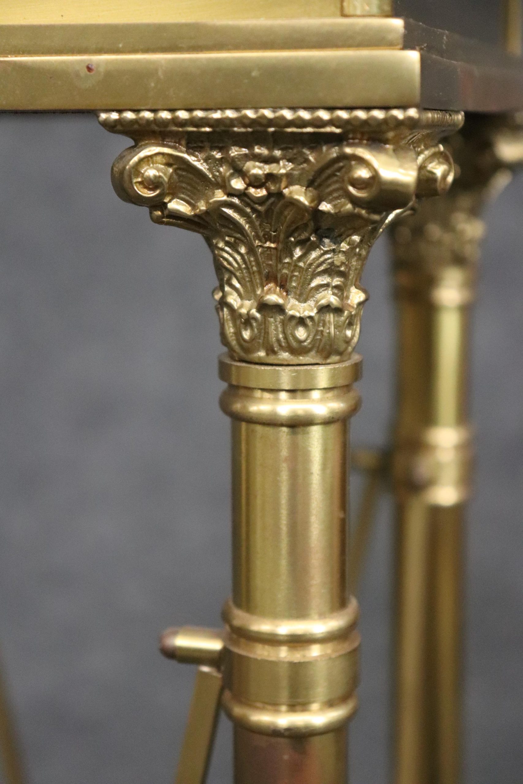 Vintage Directoire Brass Pedestal Table: Glass Top Plant Stand - Image 7