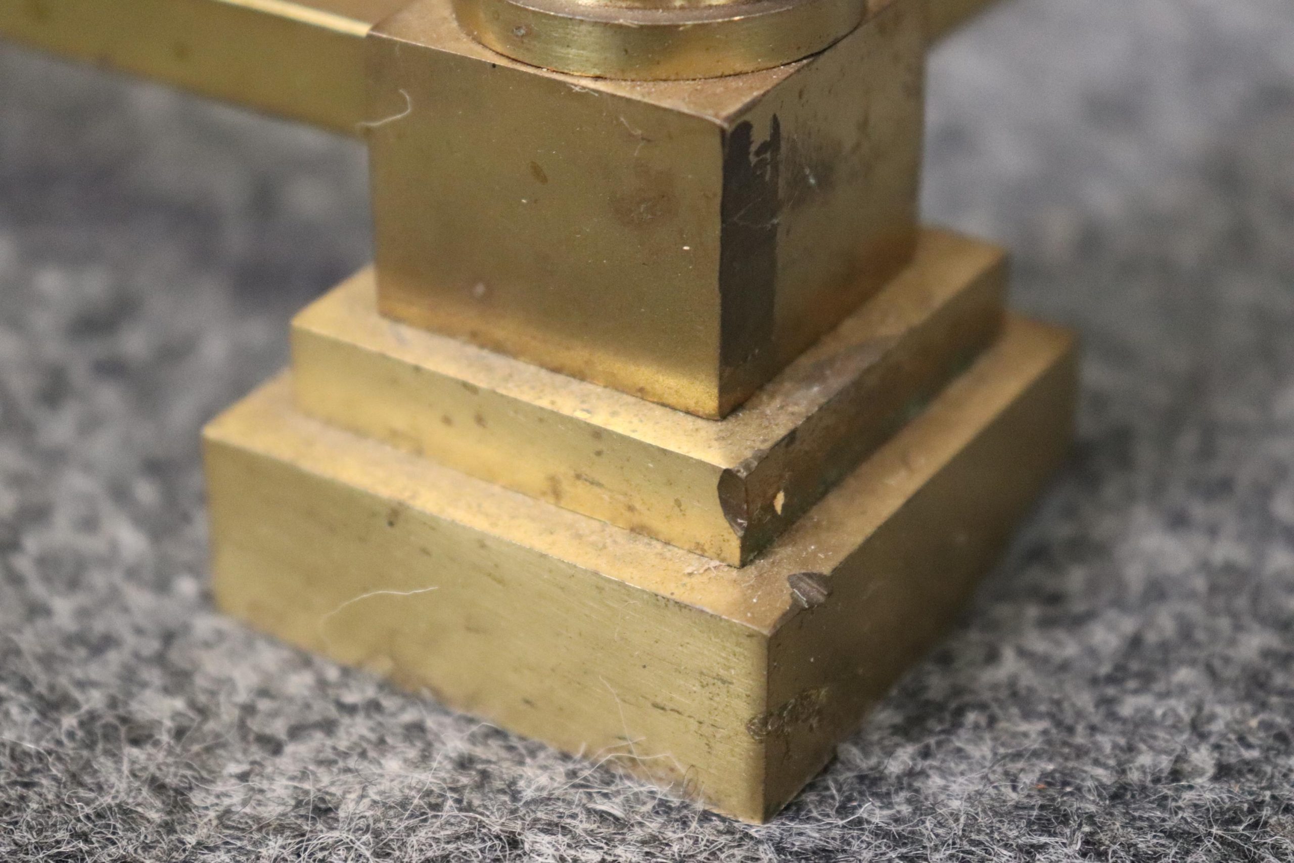 Vintage Directoire Brass Pedestal Table: Glass Top Plant Stand - Image 9