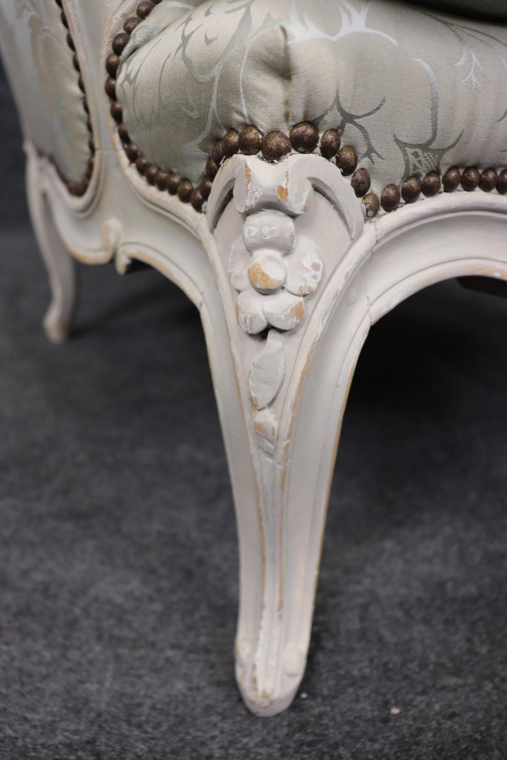 Antique Louis XV Style Bergeres: French Painted Armchairs, Lounge Chairs - Image 6