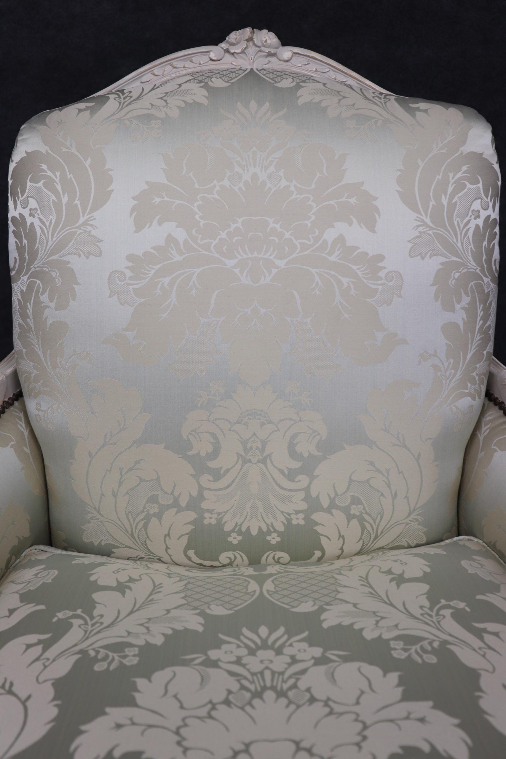 Antique Louis XV Style Bergeres: French Painted Armchairs, Lounge Chairs - Image 9