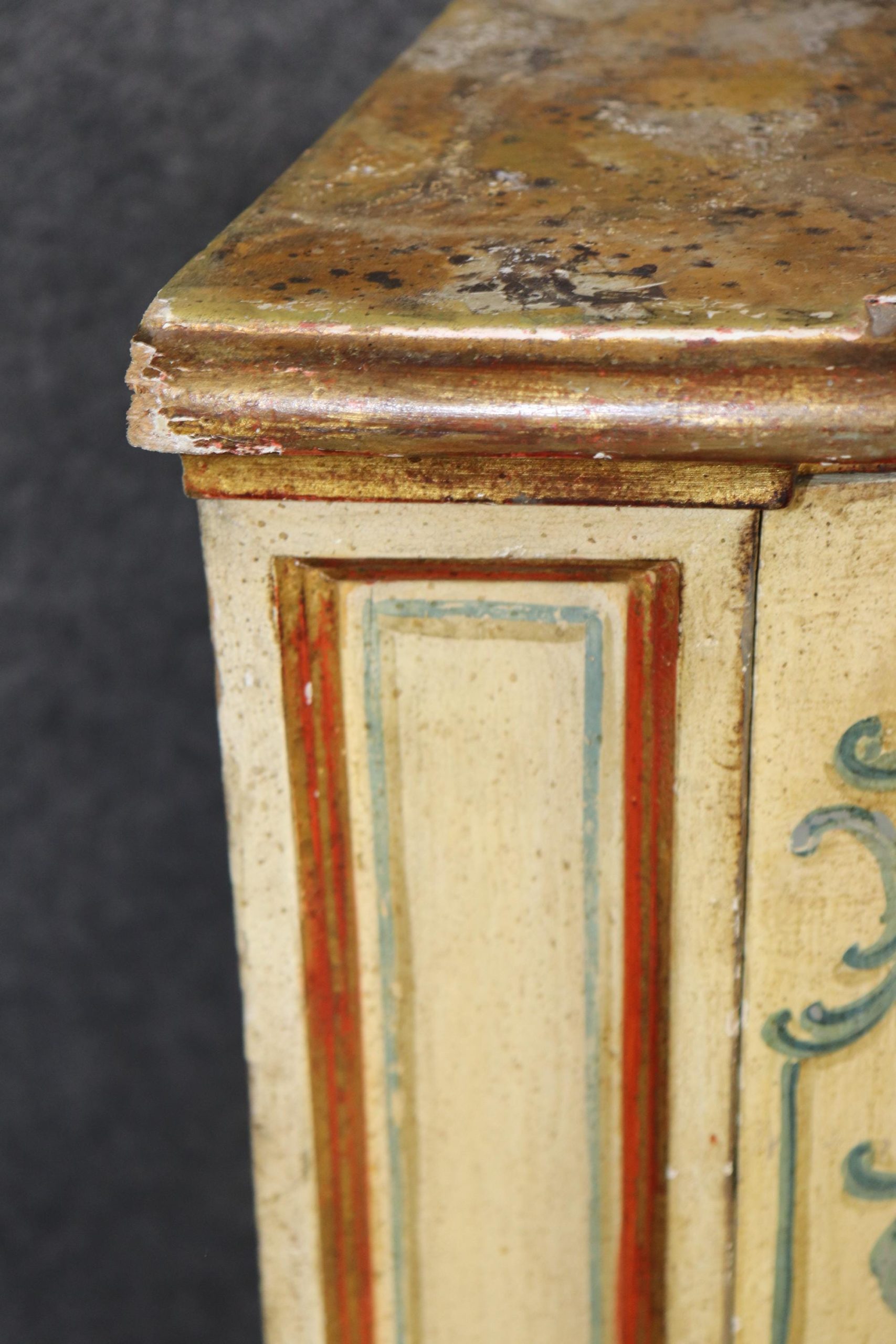 Antique Venetian Style Corner Cabinets: Faux Marble Top, Italian Commodes - Image 10