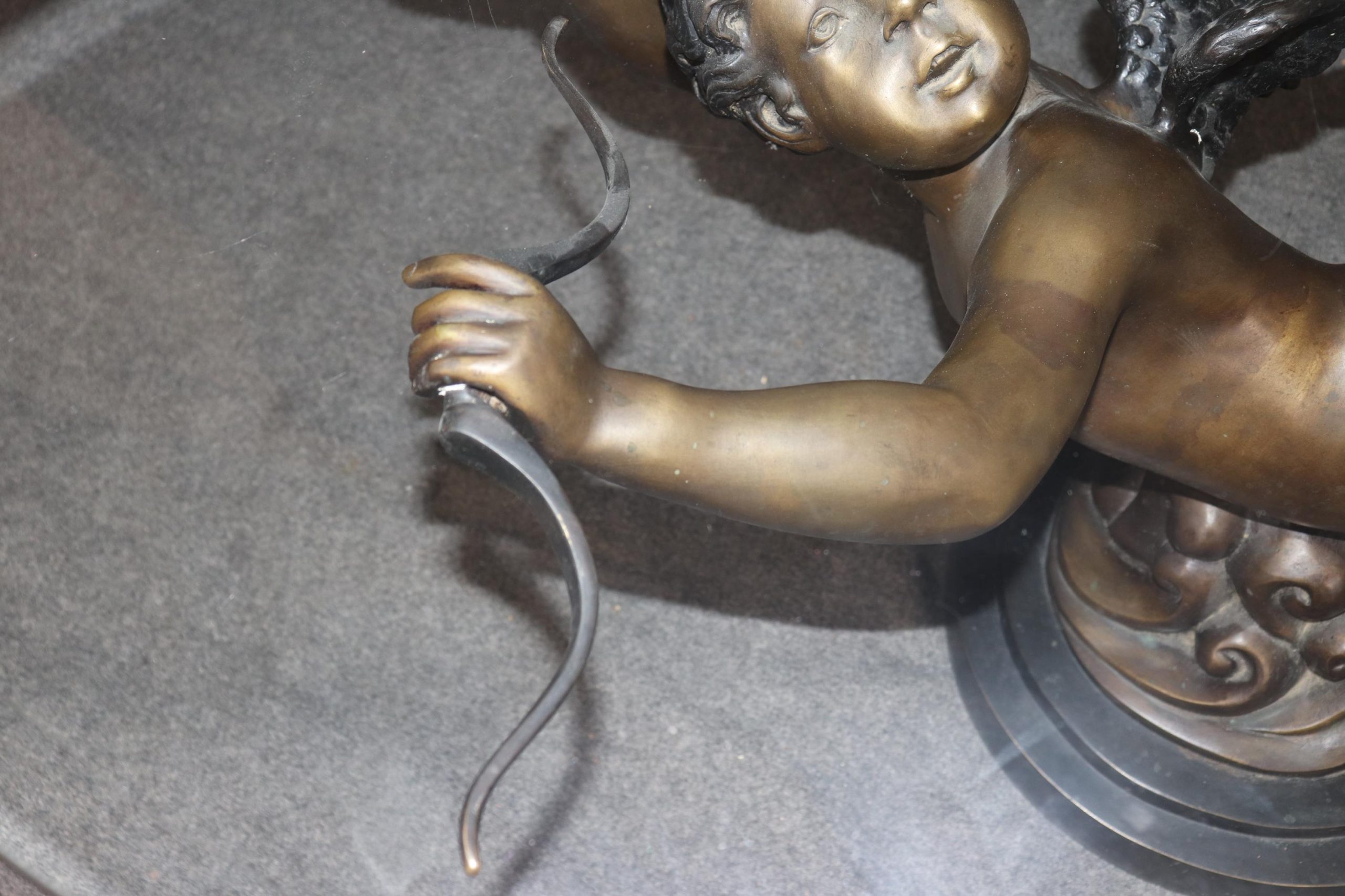 Vintage Bronze Putti Glass Top Coffee Table: Sculptural Cherub Table - Image 7