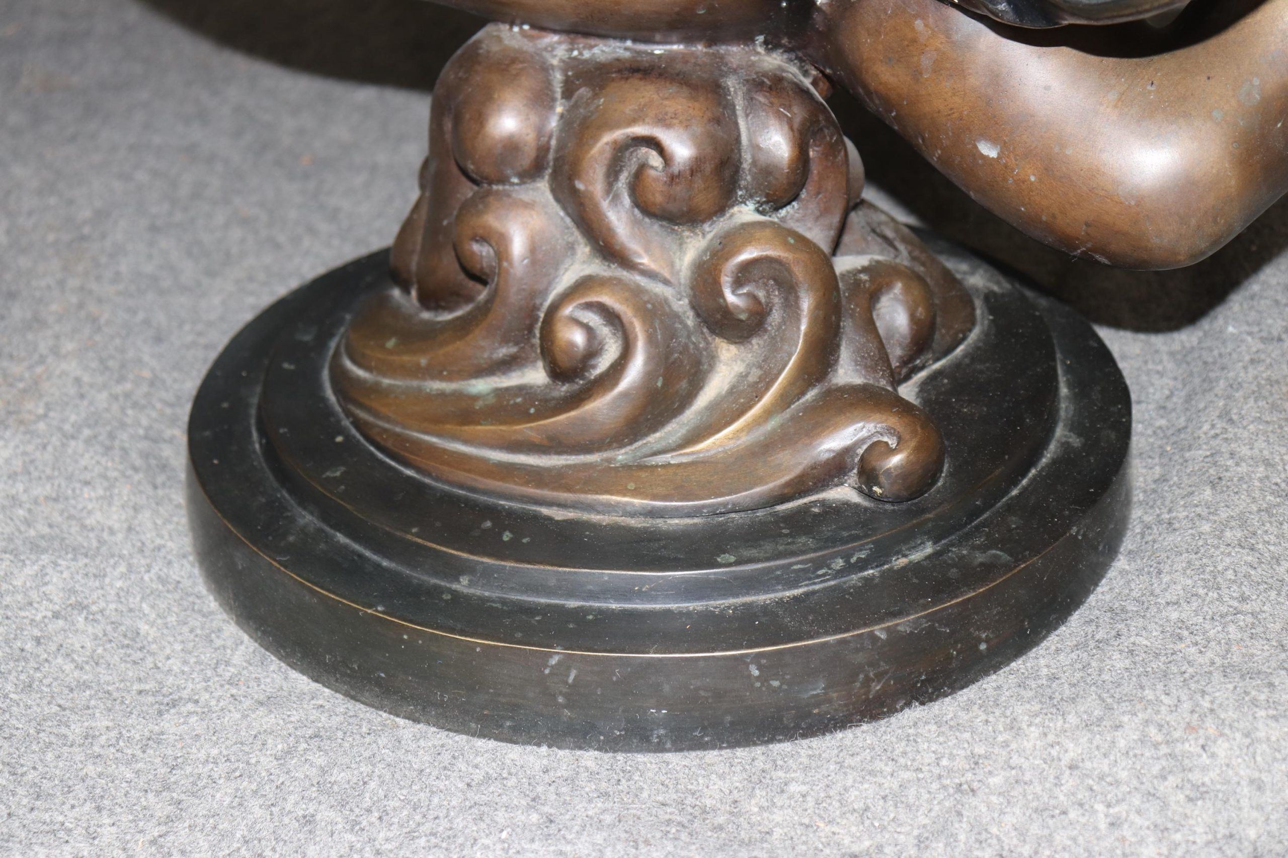 Vintage Bronze Putti Glass Top Coffee Table: Sculptural Cherub Table - Image 8