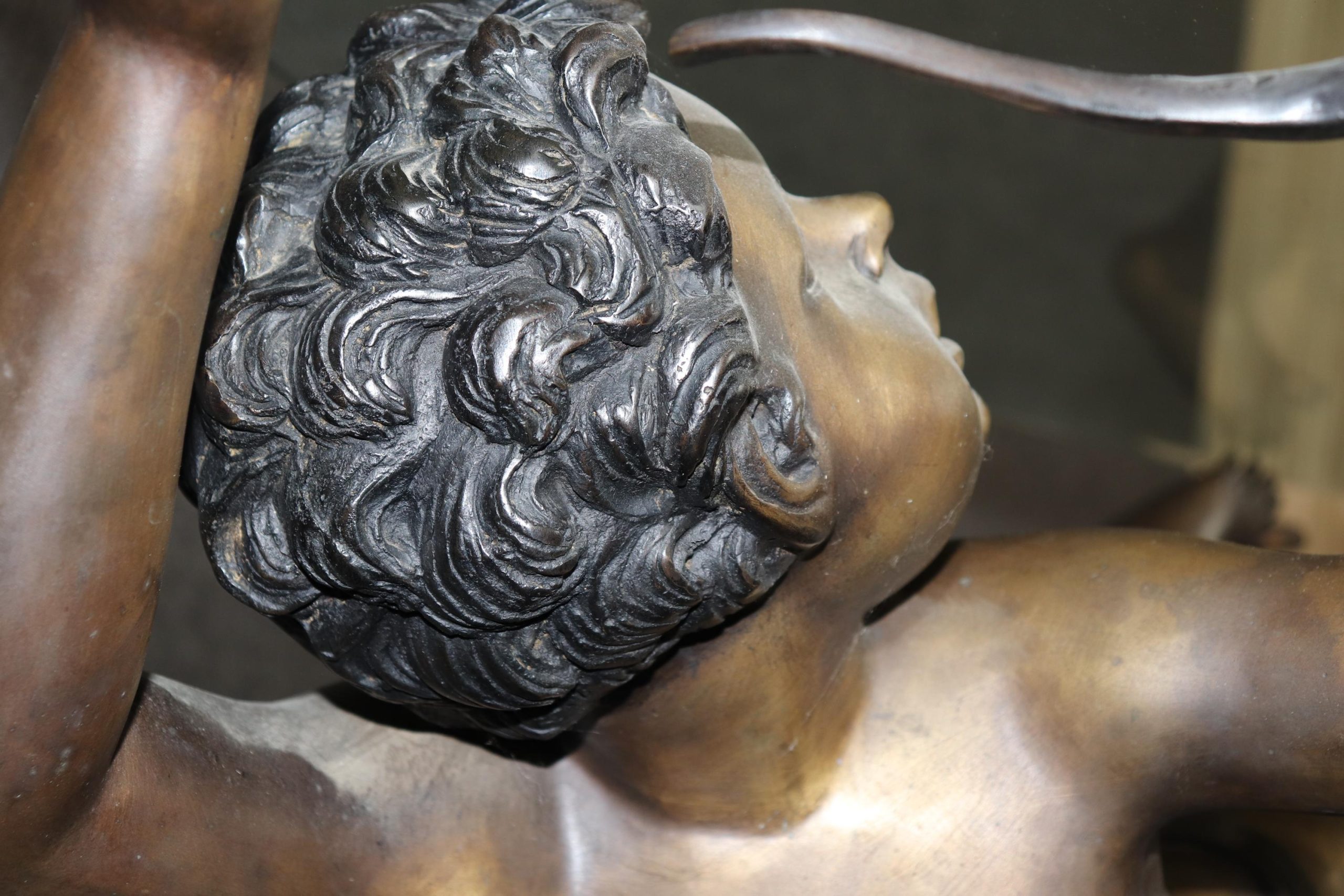 Vintage Bronze Putti Glass Top Coffee Table: Sculptural Cherub Table - Image 10