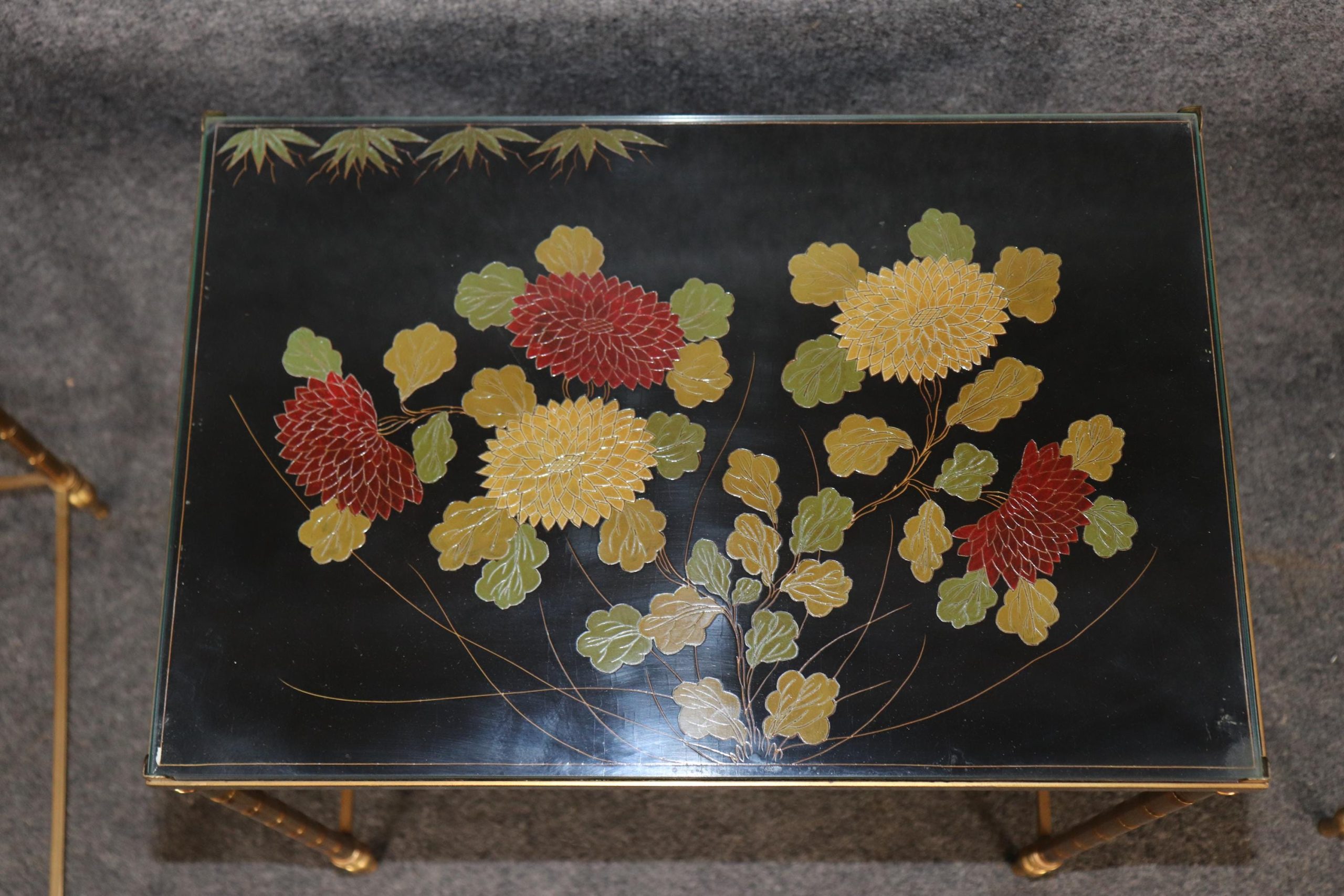 Maison Jansen Bronze Nesting Tables: Vintage Chinoiserie Gold Accent - Image 7
