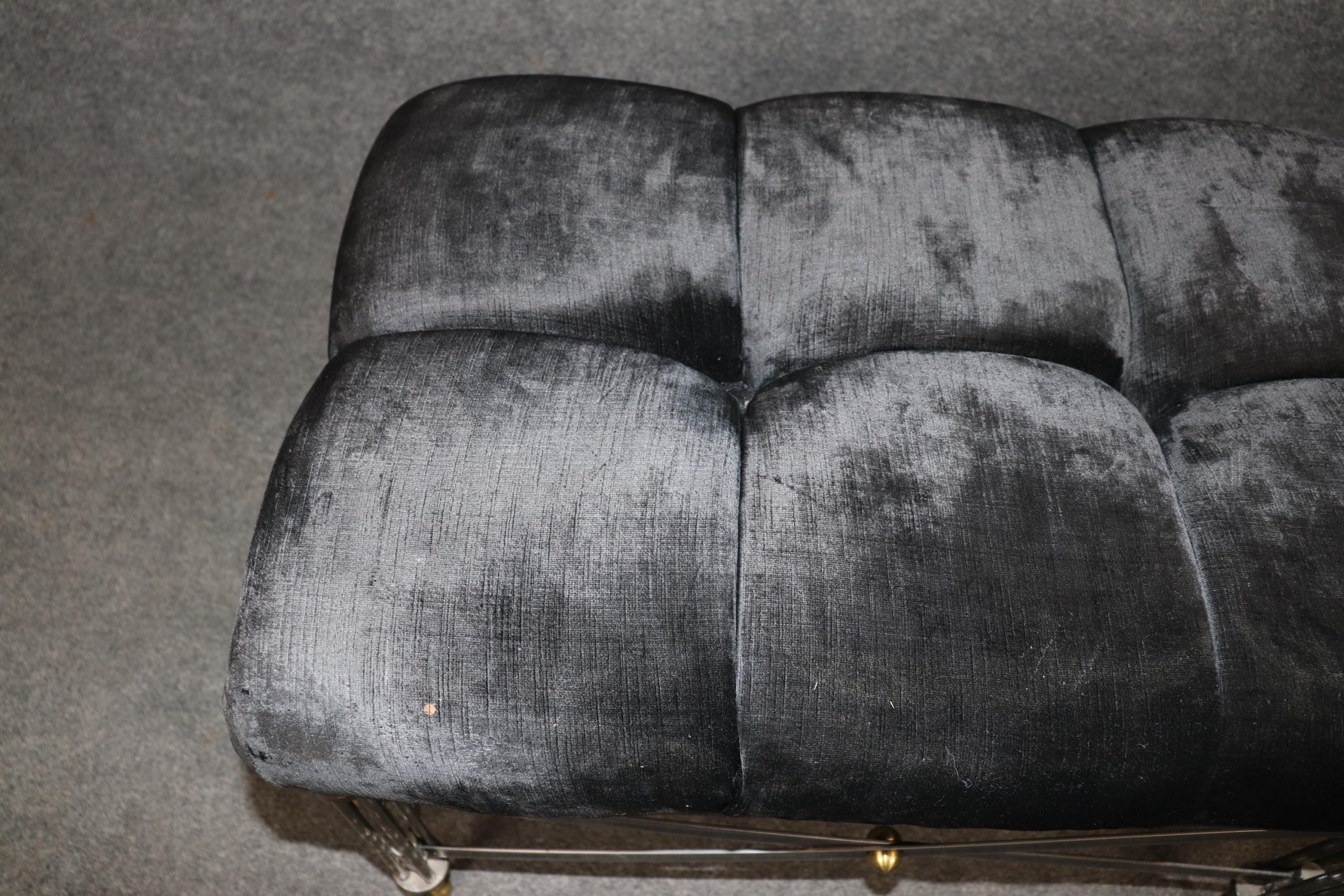 Hollywood Regency Brass Window Bench: Tufted Boudoir Seat - Image 10