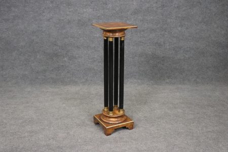 Vintage Neoclassical Leather Top Pedestal Plant Stand: Multi Column Entryway Furniture