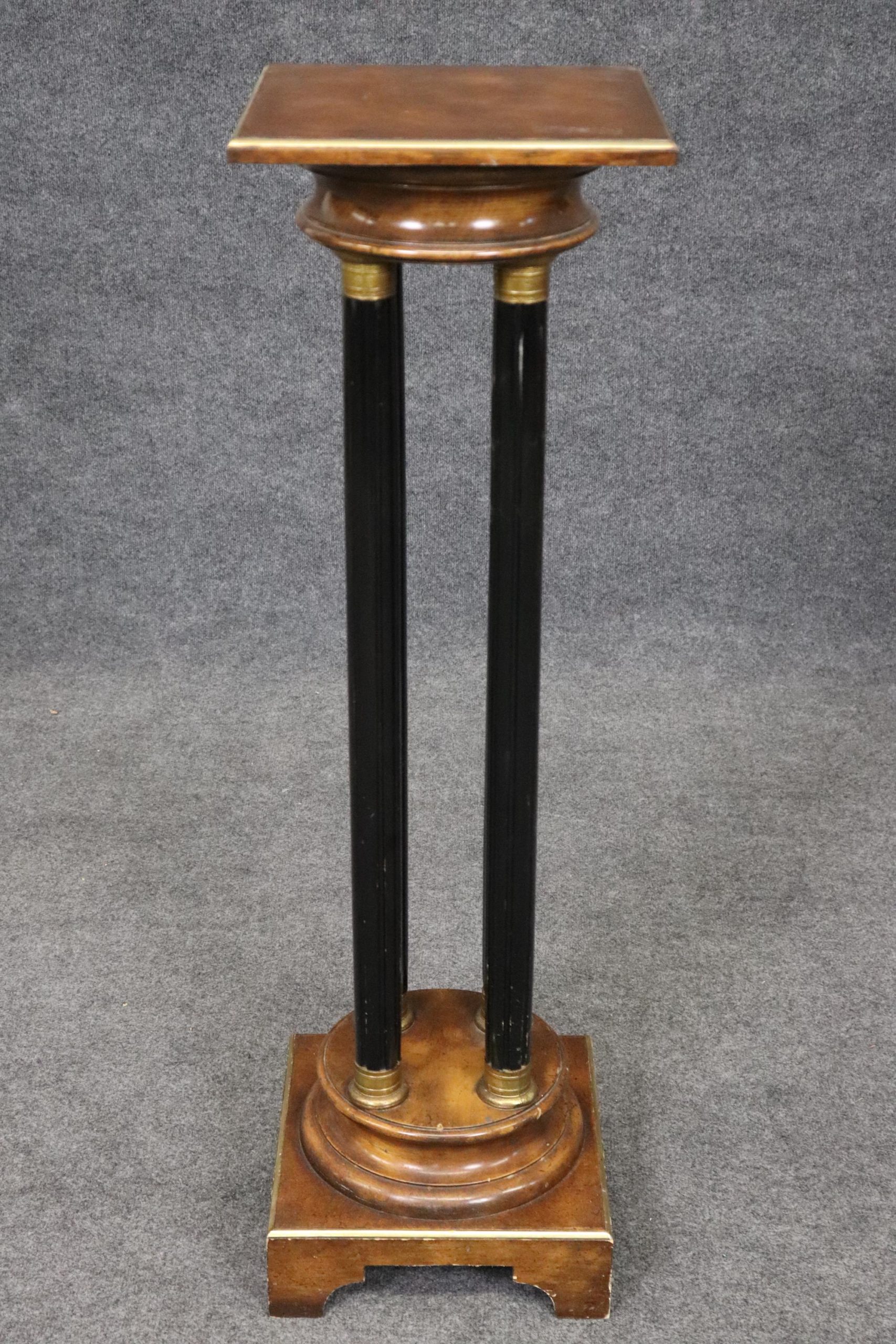 Vintage Neoclassical Leather Top Pedestal Plant Stand: Multi Column Entryway Furniture - Image 3