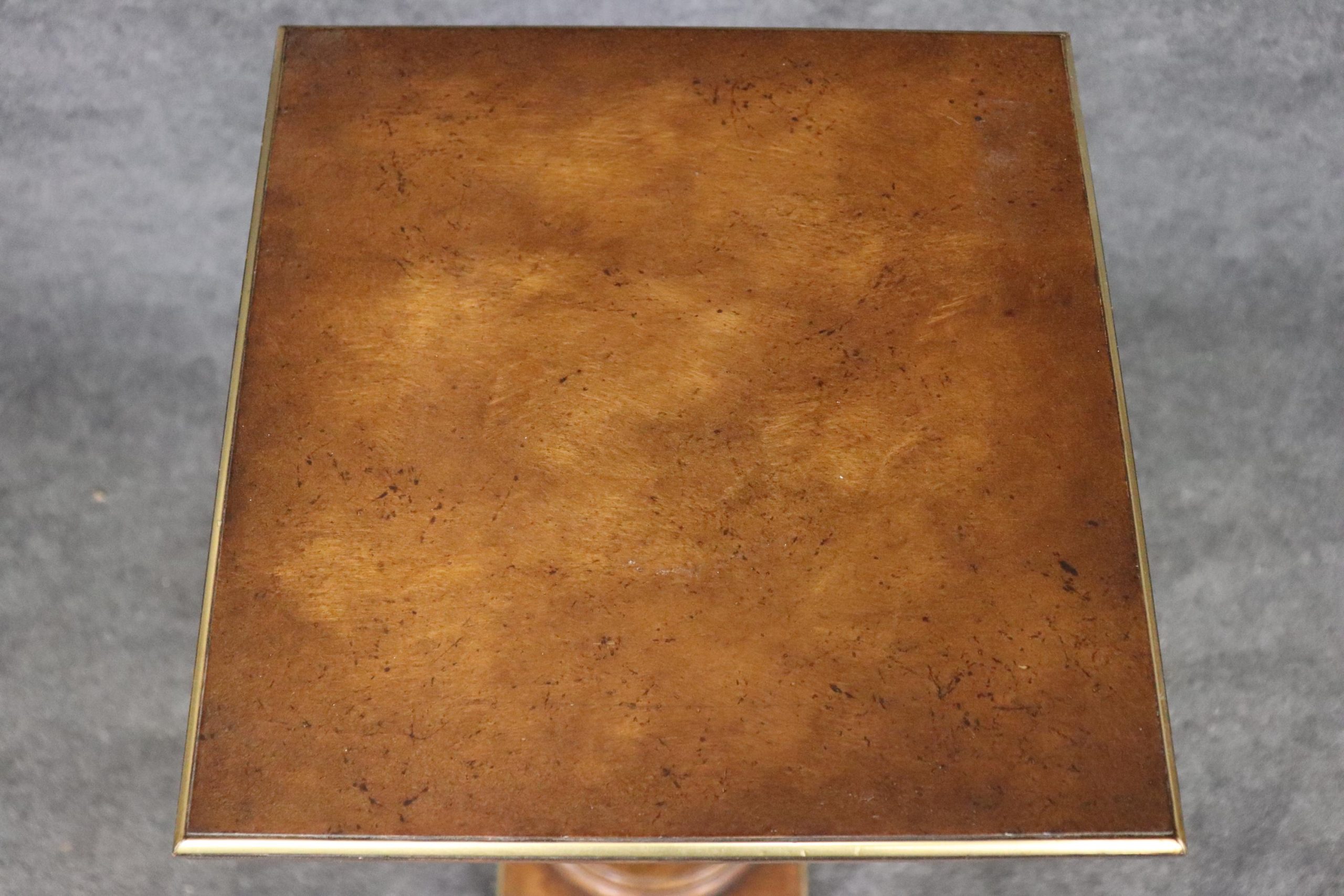 Vintage Neoclassical Leather Top Pedestal Plant Stand: Multi Column Entryway Furniture - Image 6