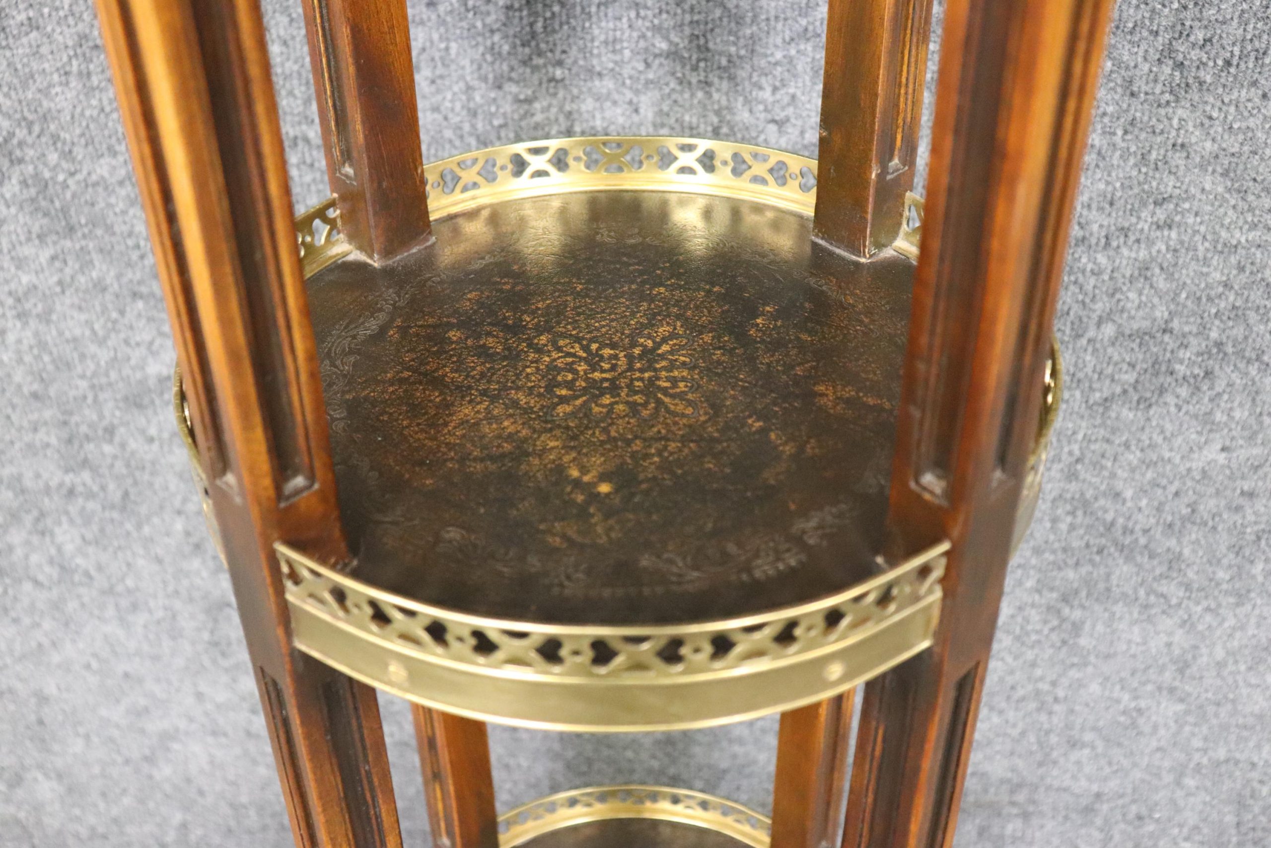 Vintage Maitland Smith Attributed 3 Tier Pedestal Table, Plant Stand - Image 9