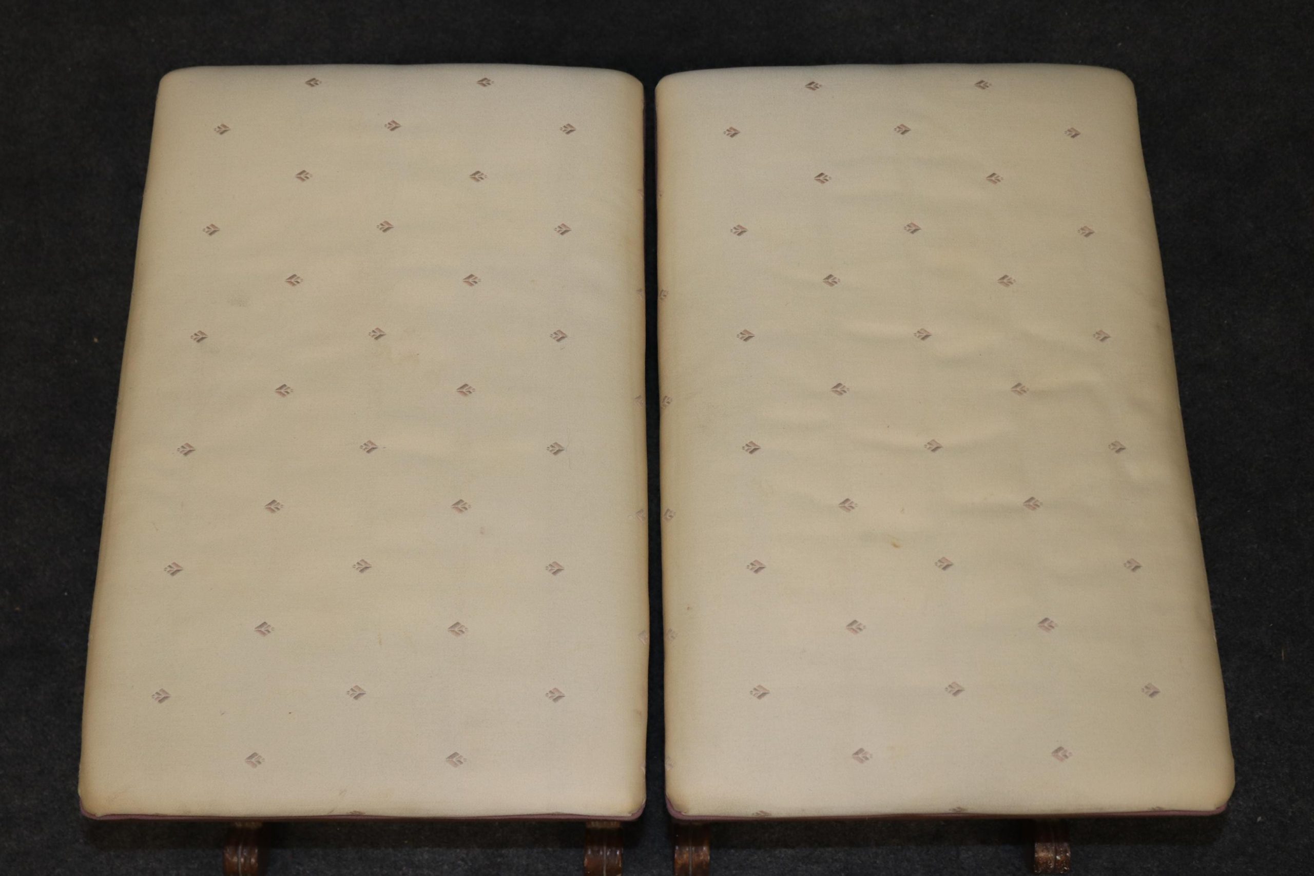 Vintage Regency Style X Benches: Upholstered Footstools, MCM Furniture - Image 5