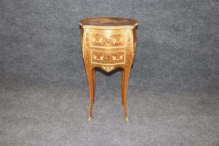 Petite Louis XV Style Vernis Martin Accent Table: Bronze Mounted Vintage Side Table