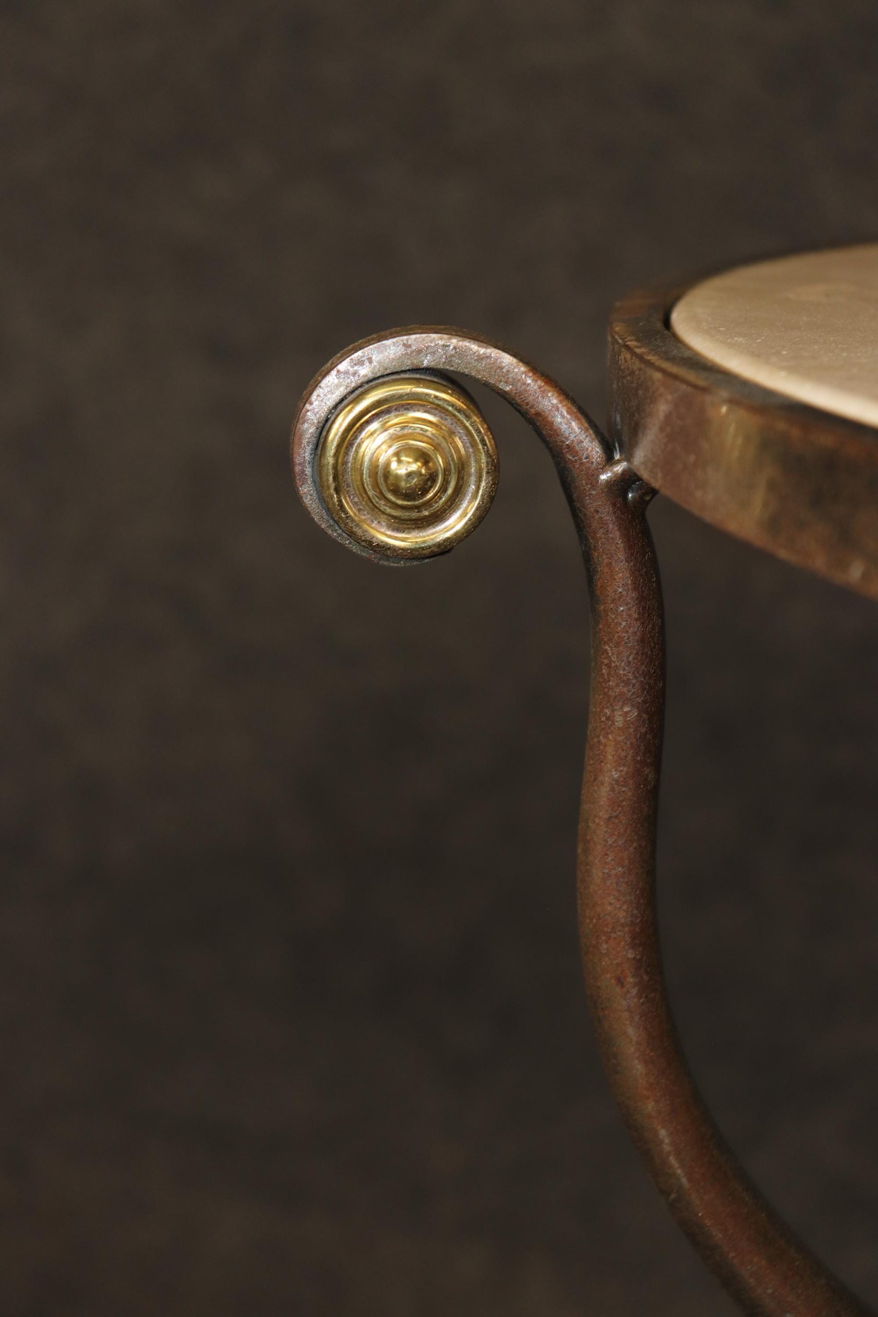 Hollywood Regency Travertine Top Gueridon - Brass Accent Table - Image 9