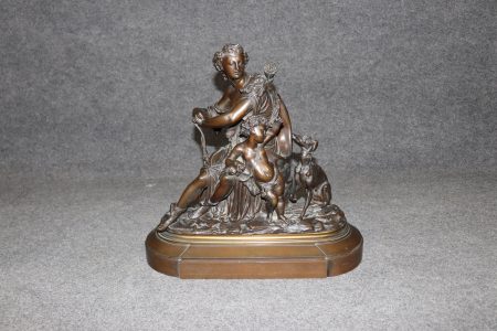 Antique 19th Century French Bronze Sculpture of Diana the Huntress by A. Moreau, Statue