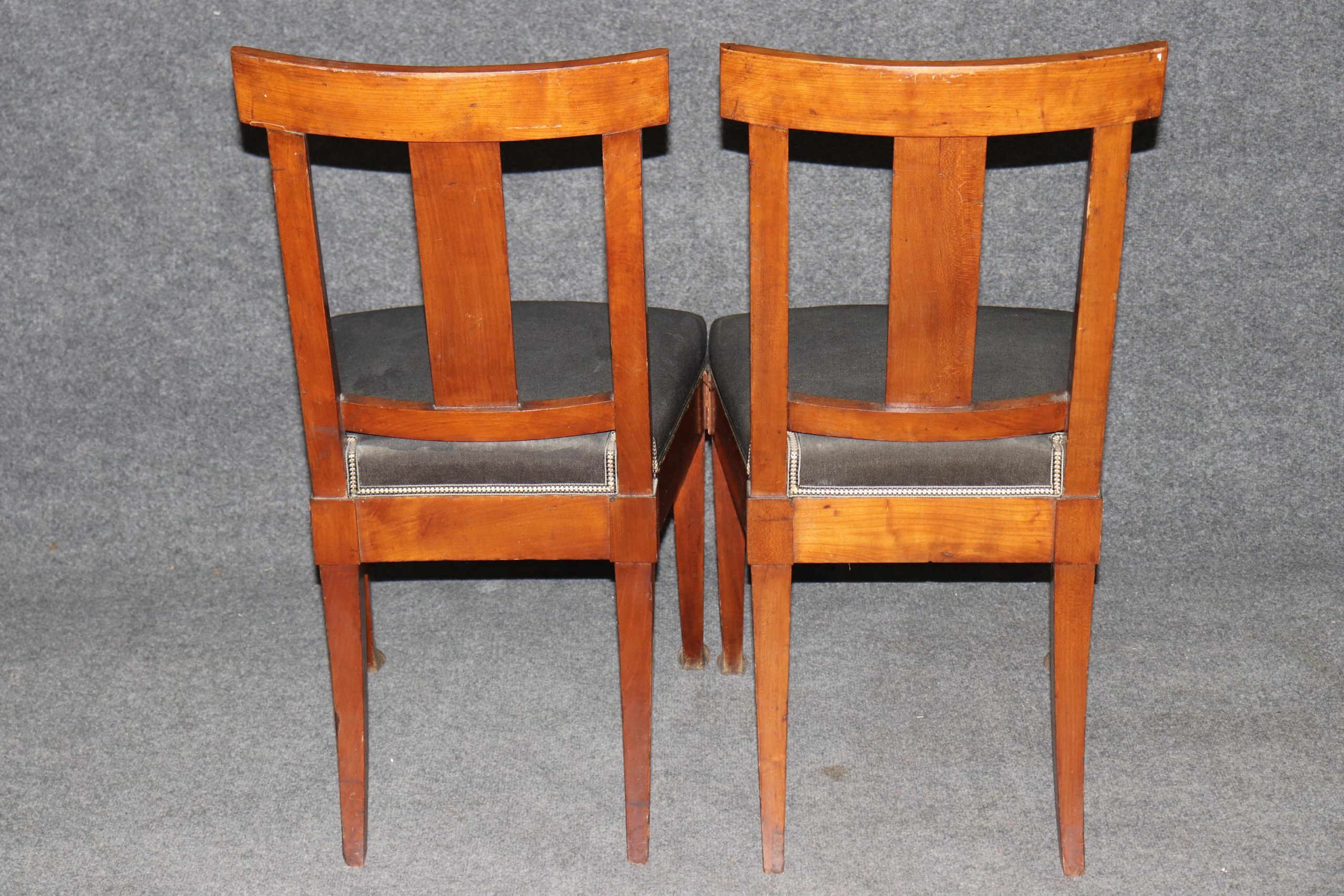 Pair of Antique Empire Style Dutch Marquetry Inlaid and Carved Side Chairs, Accent Chairs - Image 4